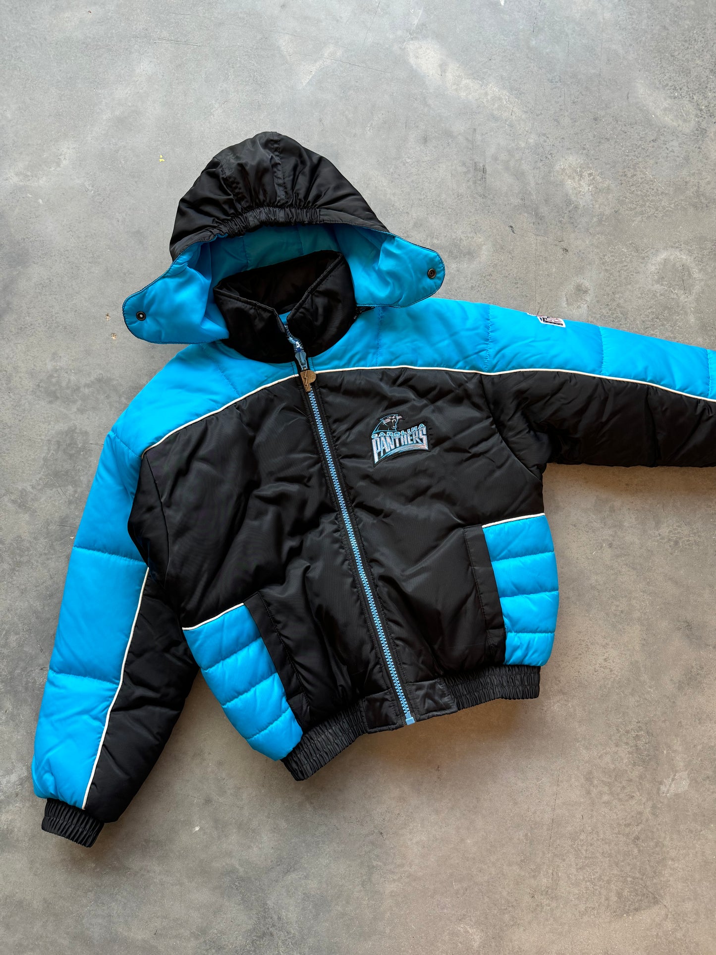 90's Carolina Panthers Vintage Pro Player Colorblocked NFL Puffer Jack –  Locker Room CLT