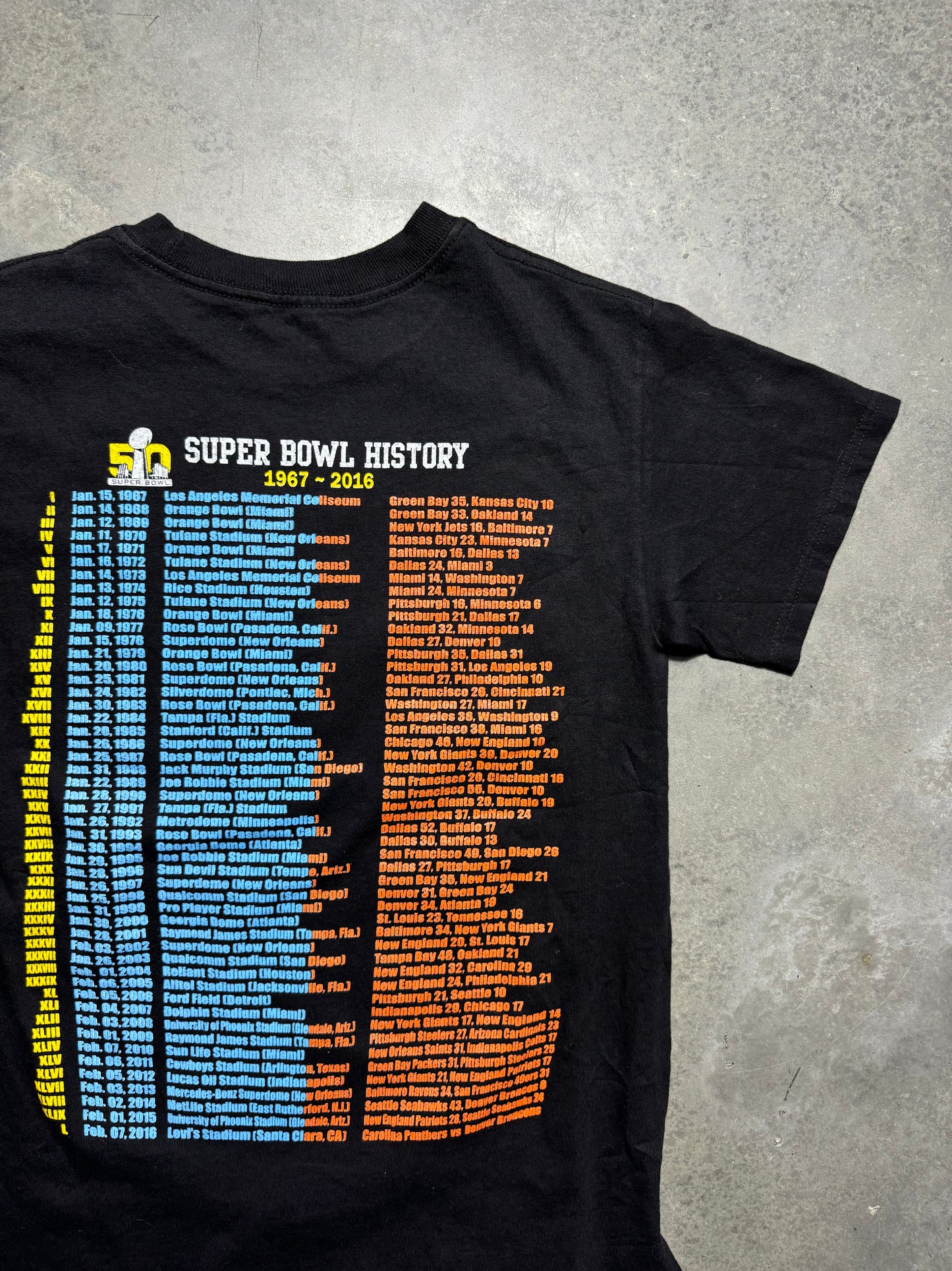 2016 Carolina Panthers vs. Denver Broncos Super Bowl 50 Manning Newton Match Up NFL Tee (Small)