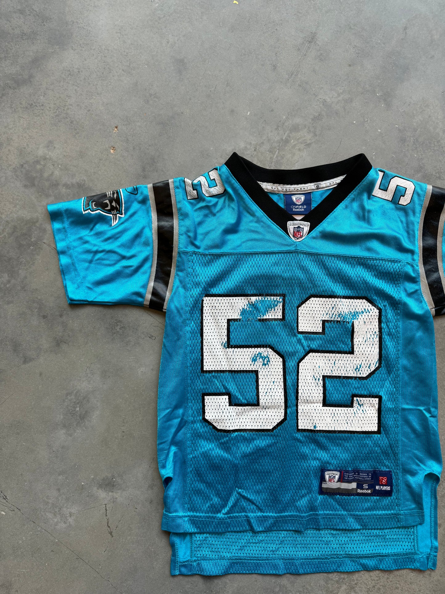 00’s Carolina Panthers Jon Beason Electric Blue Reebok NFL Jersey (Youth Medium)