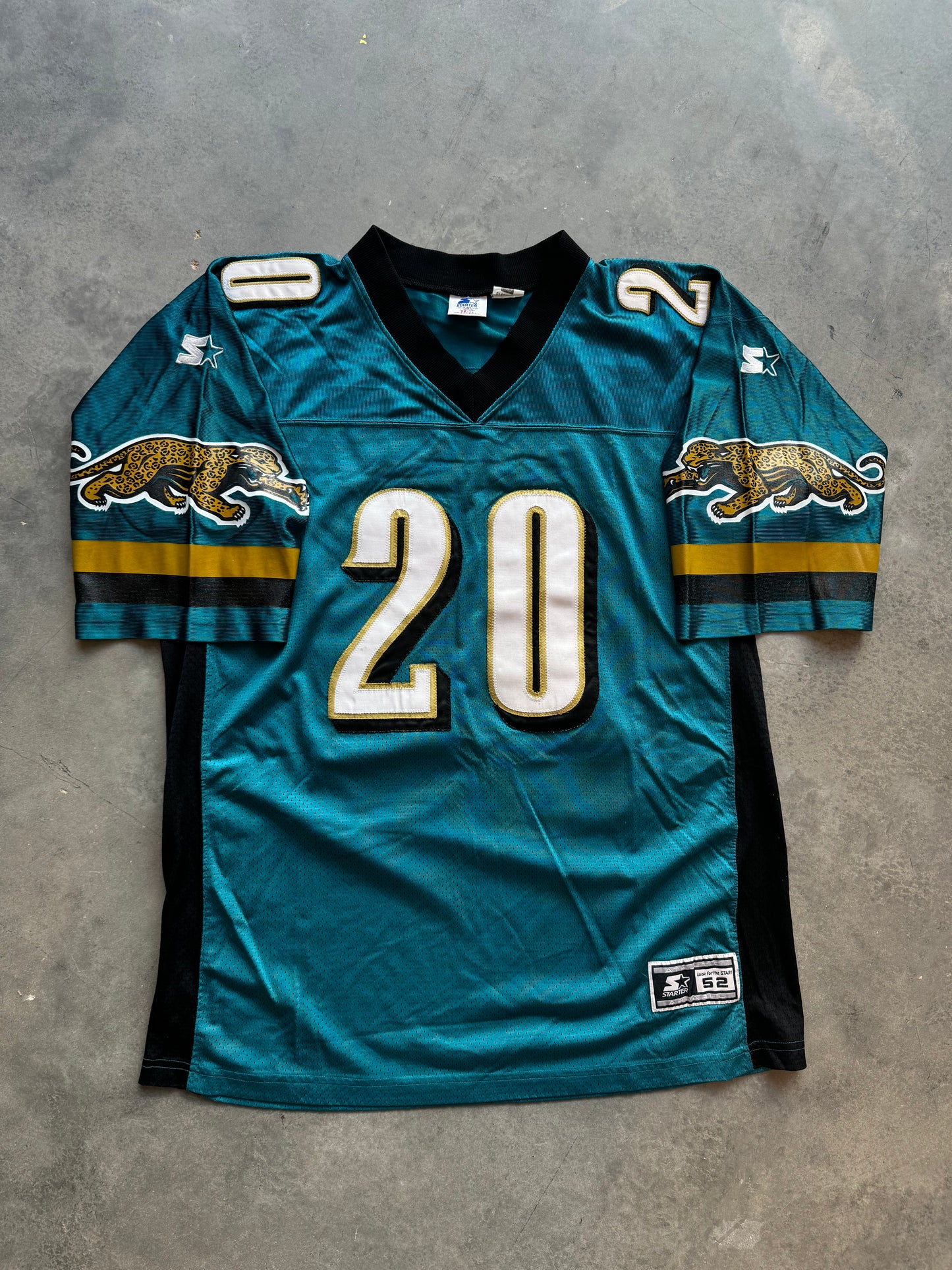 1997 Jacksonville Jaguars Natrone Means Vintage Starter Stitched Teal NFL Authentic Jersey (52/XL)