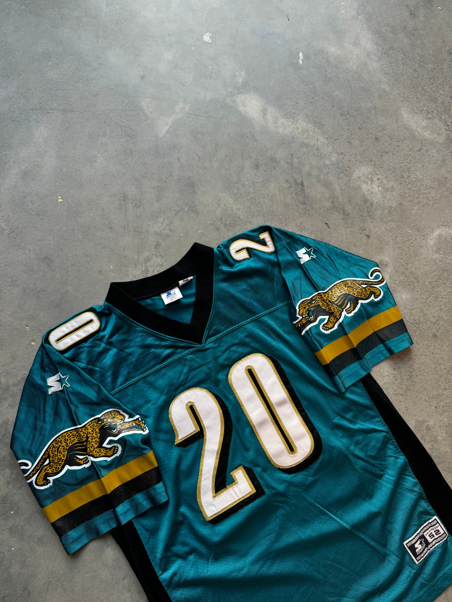 1997 Jacksonville Jaguars Natrone Means Vintage Starter Stitched Teal NFL Authentic Jersey (52/XL)