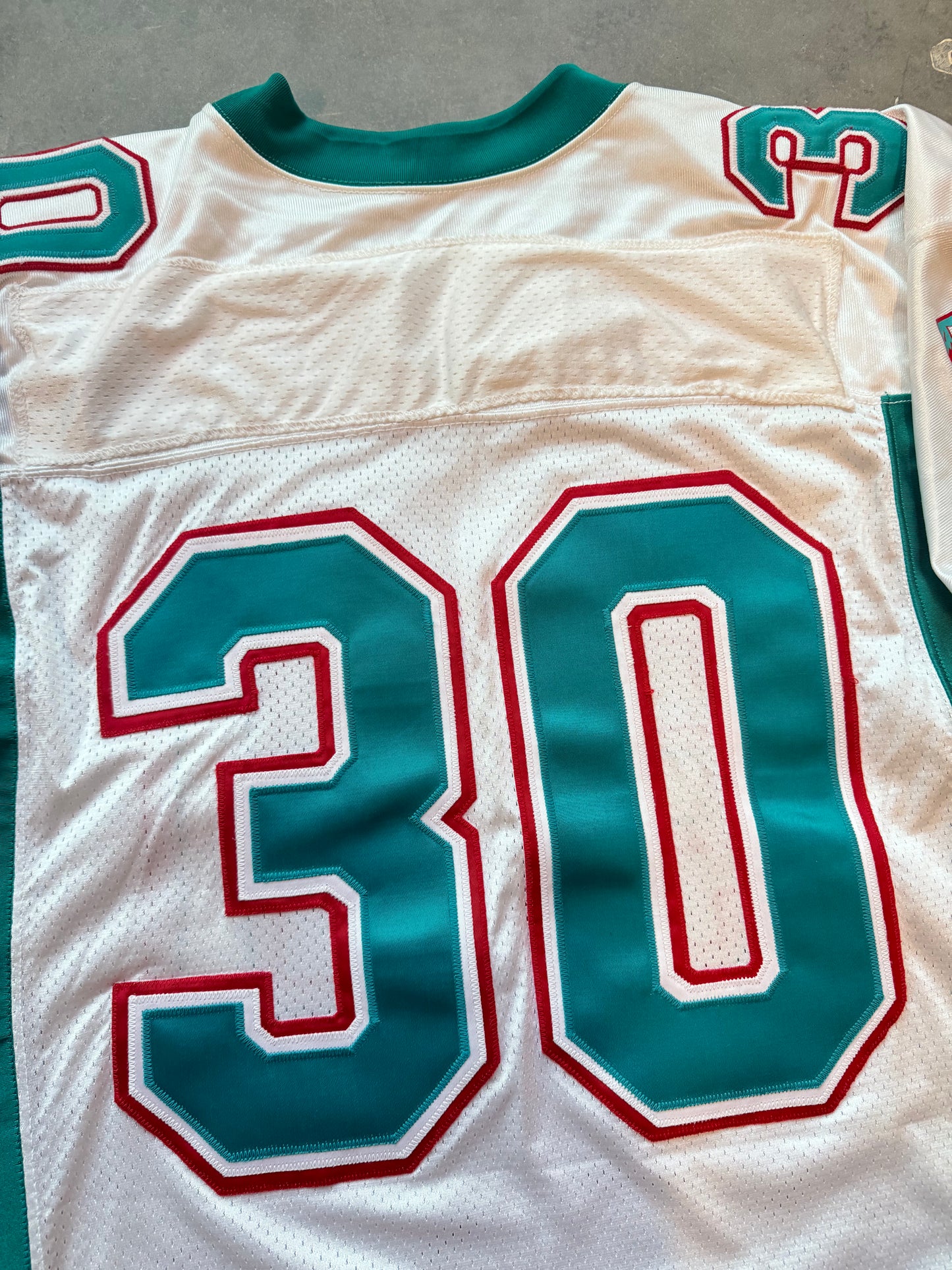 1996 Charlotte Rage Arena Football League AFL Vintage 10th Anniversary Patch White Wilson Team Issued Pro Cut Defunct Franchise Football Jersey (48/XL)