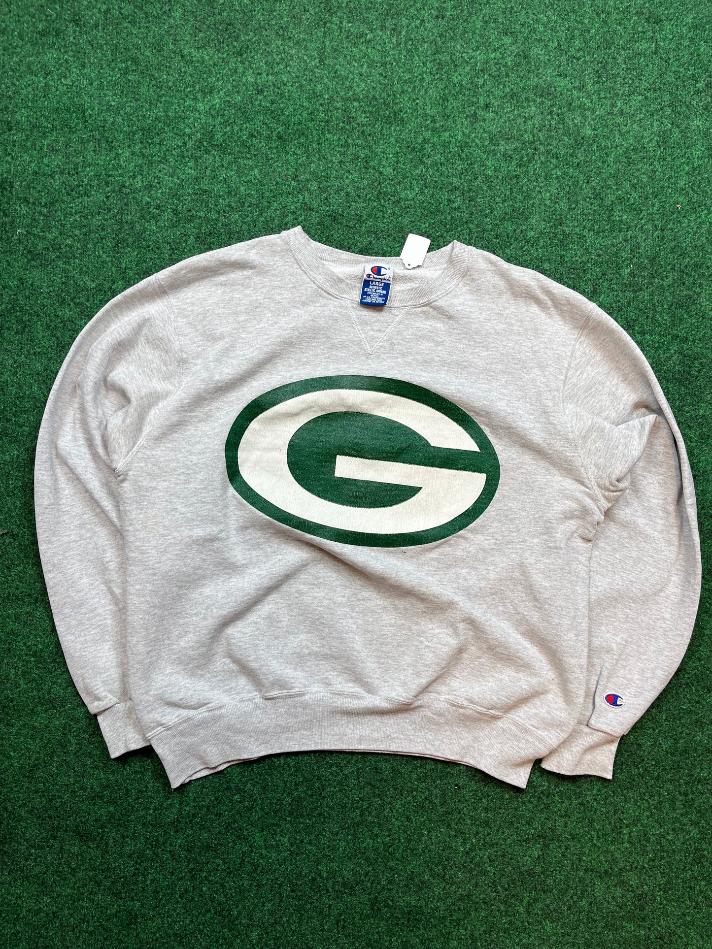 90s Champion Green Bay Packers Logo NFL Vintage Crewneck (Large)