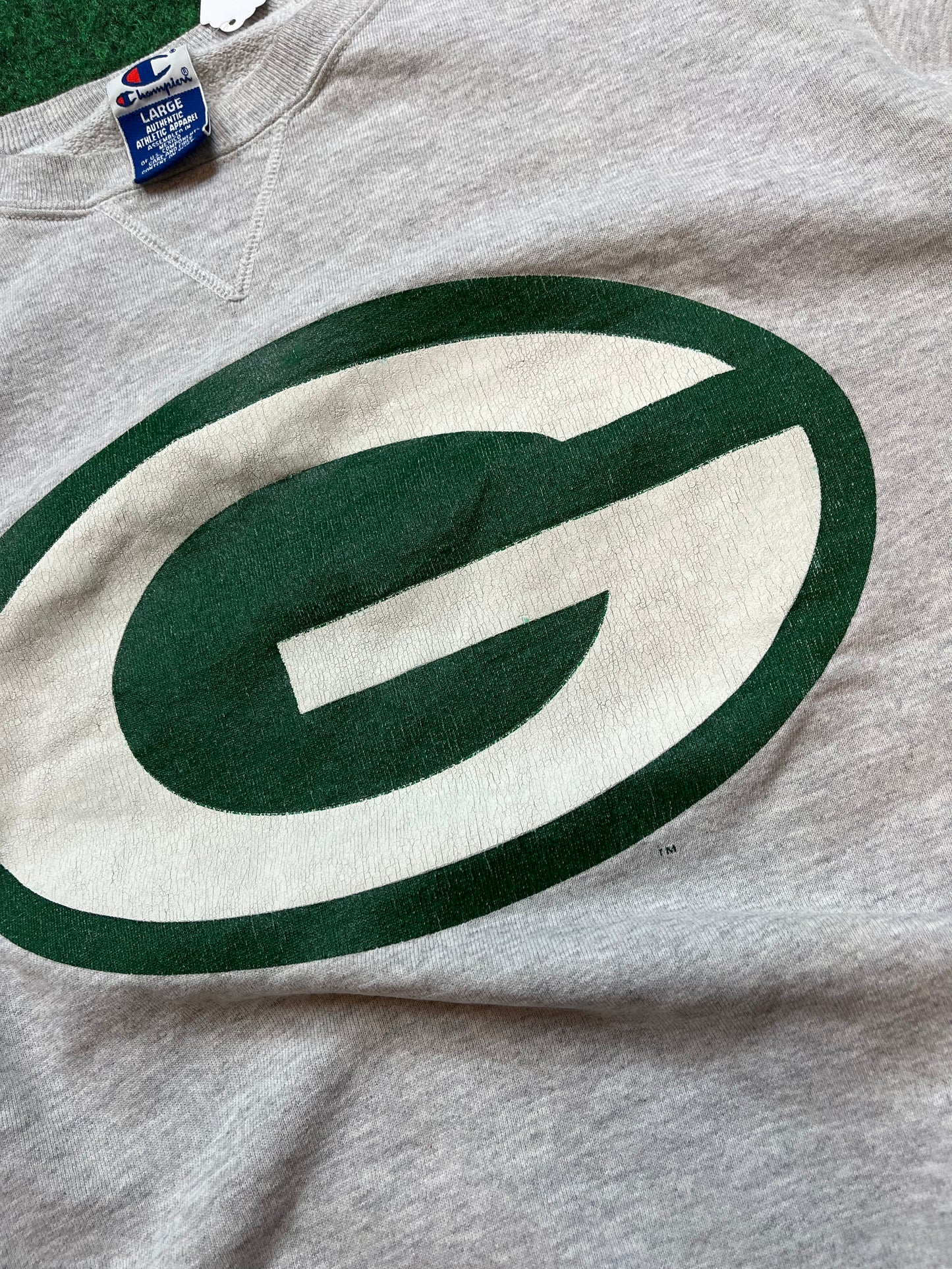 90s Champion Green Bay Packers Logo NFL Vintage Crewneck (Large)