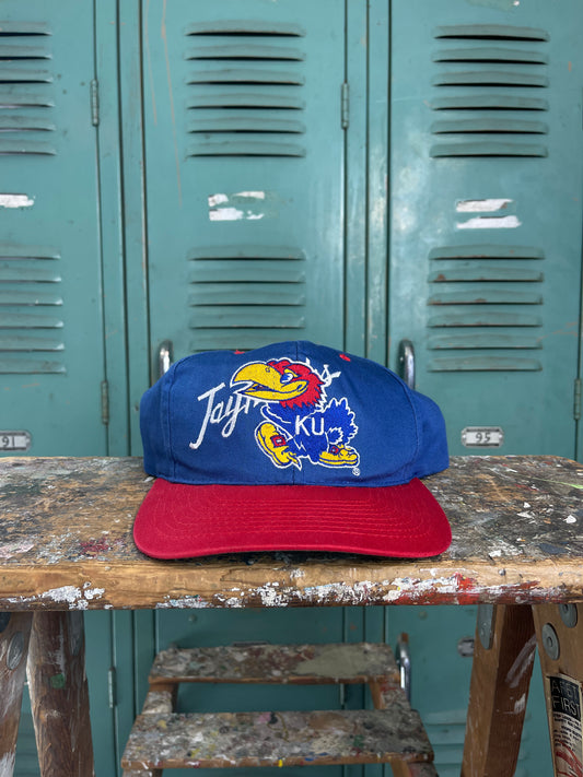 90’s Kansas Jayhawks Vintage College Basketball Snapback Hat (OSFA)