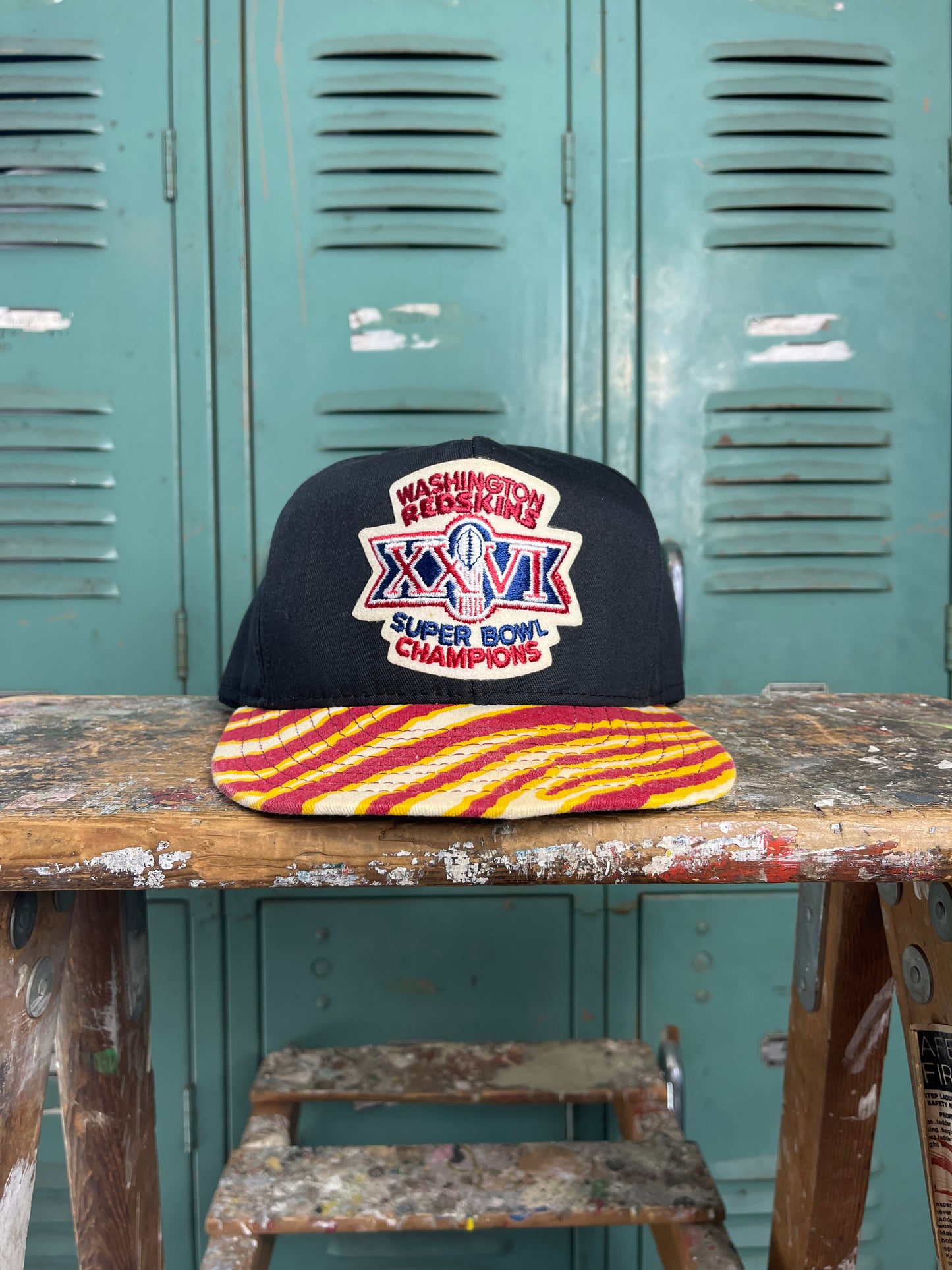 1992 Washington Redskins Super Bowl XXVI Champions Zubaz Print Vintage NFL Snapback Hat (OSFA)