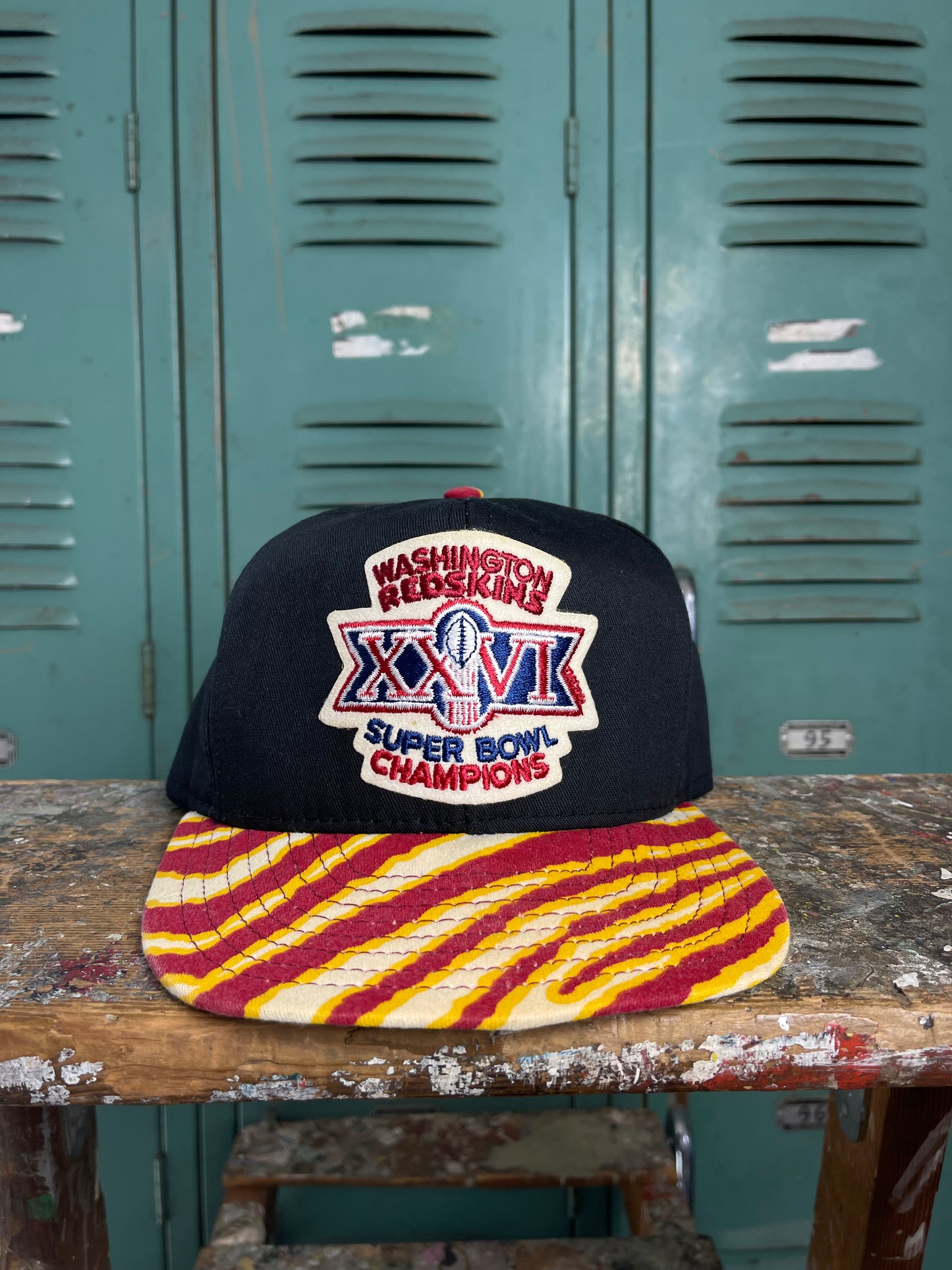 1992 Washington Redskins Super Bowl XXVI Champions Zubaz Print Vintage NFL Snapback Hat (OSFA)