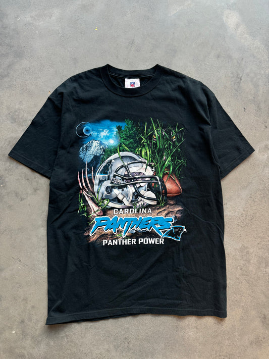 90’s Carolina Panthers Vintage Panthers Power Jungle Scene NFL Tee (Large)