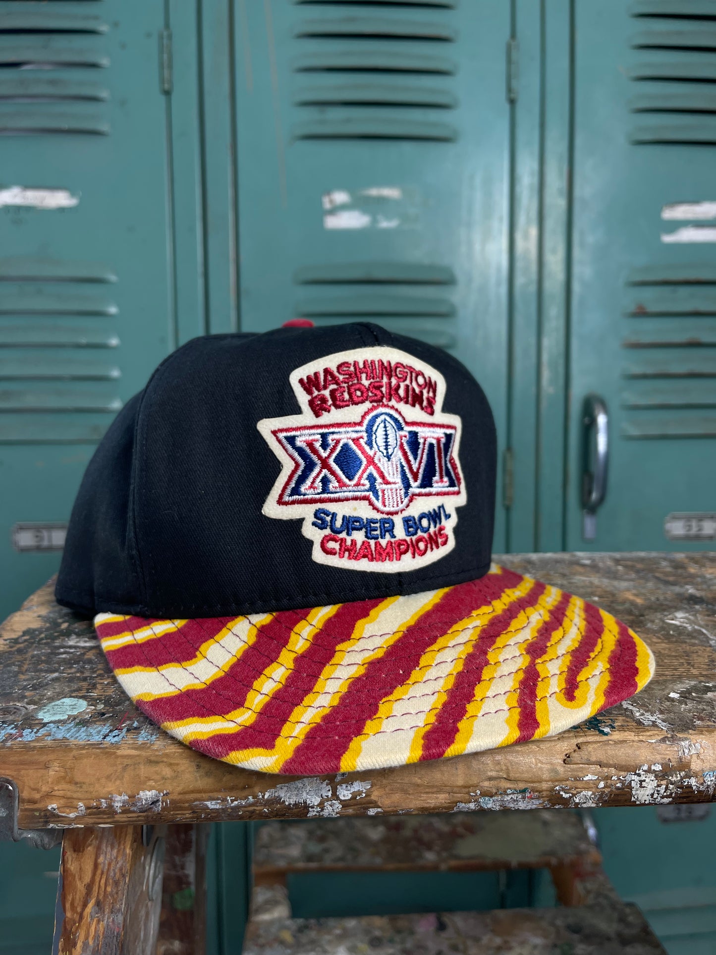 1992 Washington Redskins Super Bowl XXVI Champions Zubaz Print Vintage NFL Snapback Hat (OSFA)