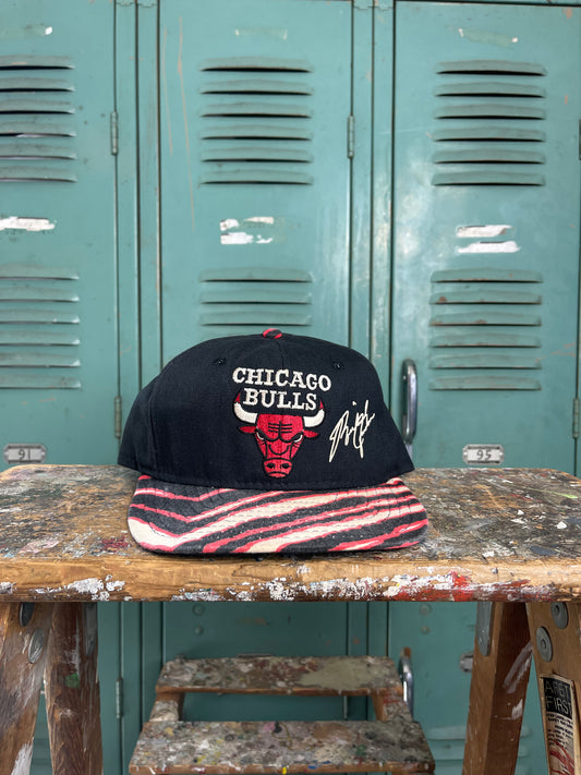 90’s Chicago Bulls Michael Jordan Vintage Zubaz Print NBA Snapback Hat (OSFA)