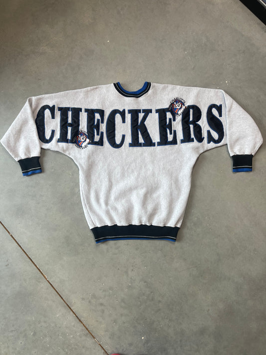 90’s Charlotte Checkers Vintage Legends Embroidered Spellout Legends ECHL Hockey Crewneck (Medium)