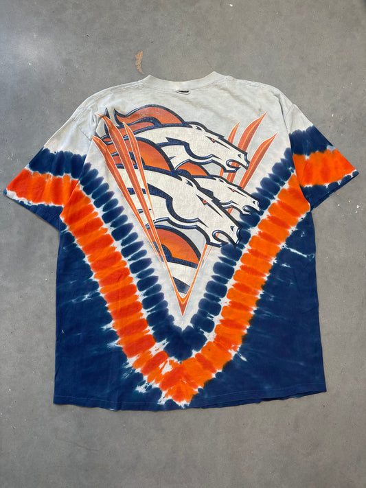 90’s Denver Broncos Vintage NFL Tie Dye Big Logo Tee (XL)