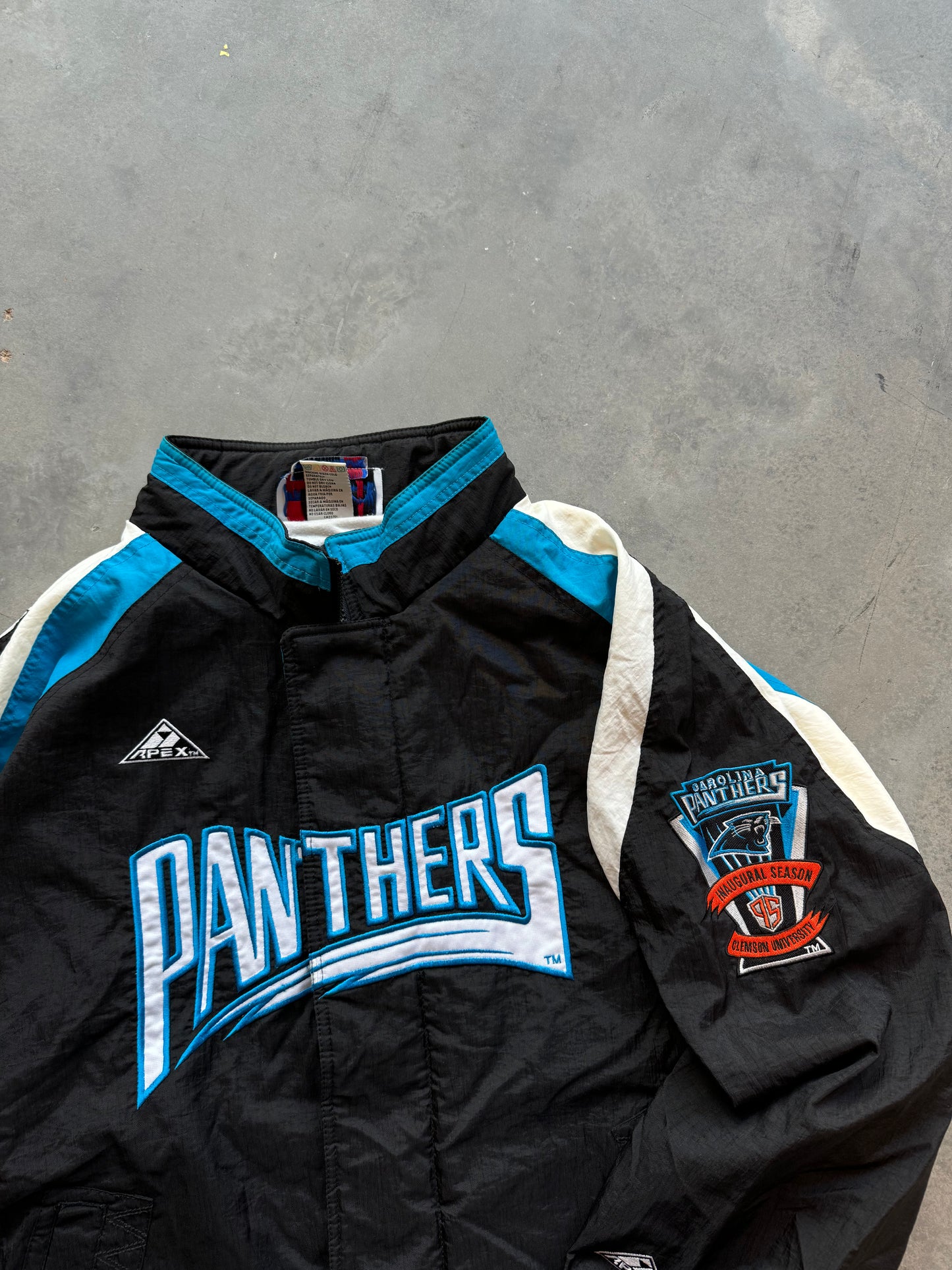 1995 Carolina Panthers Vintage Apex One Inaugural Season NFL Windbreaker Jacket (XL)