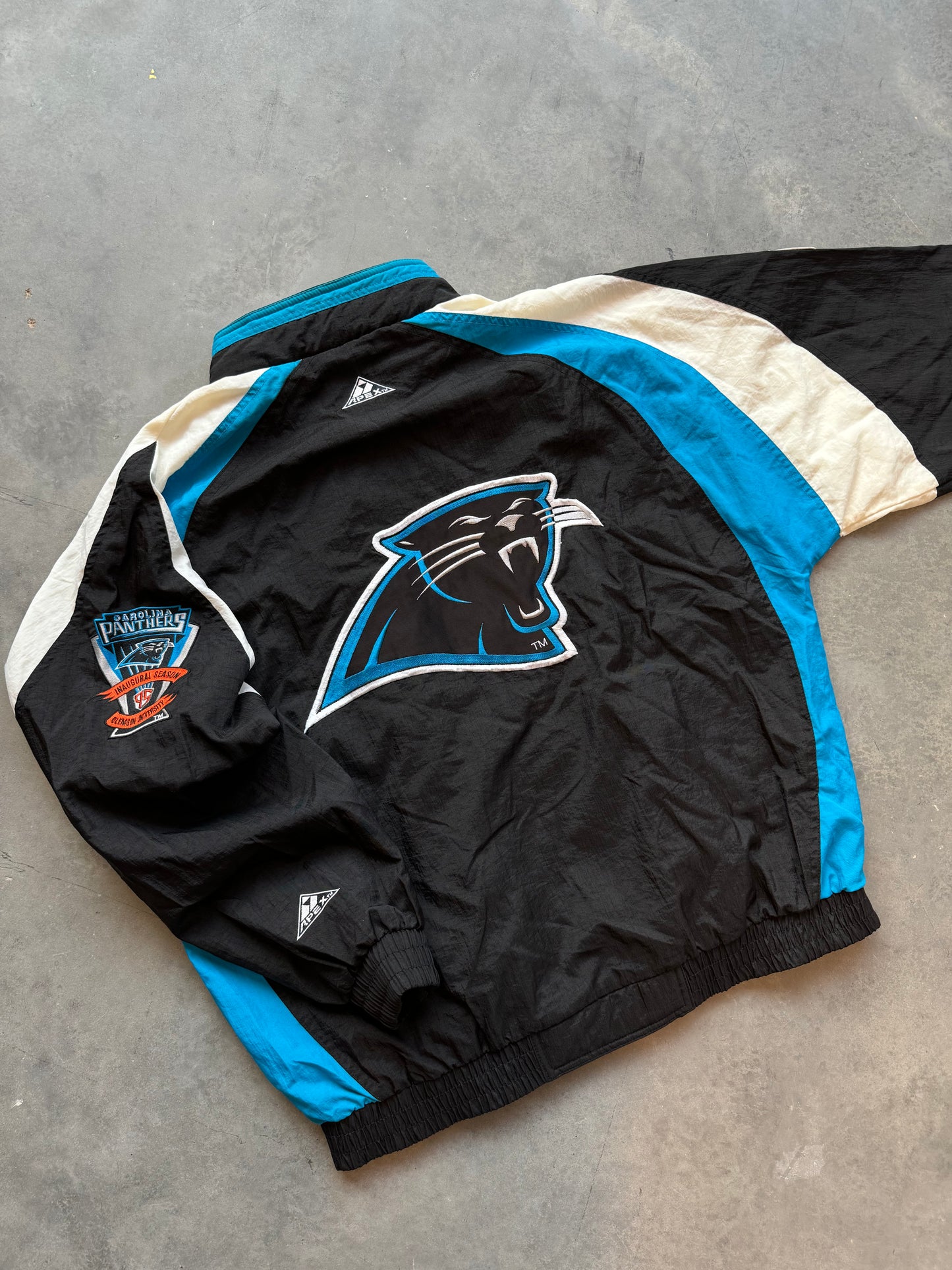 1995 Carolina Panthers Vintage Apex One Inaugural Season NFL Windbreaker Jacket (XL)