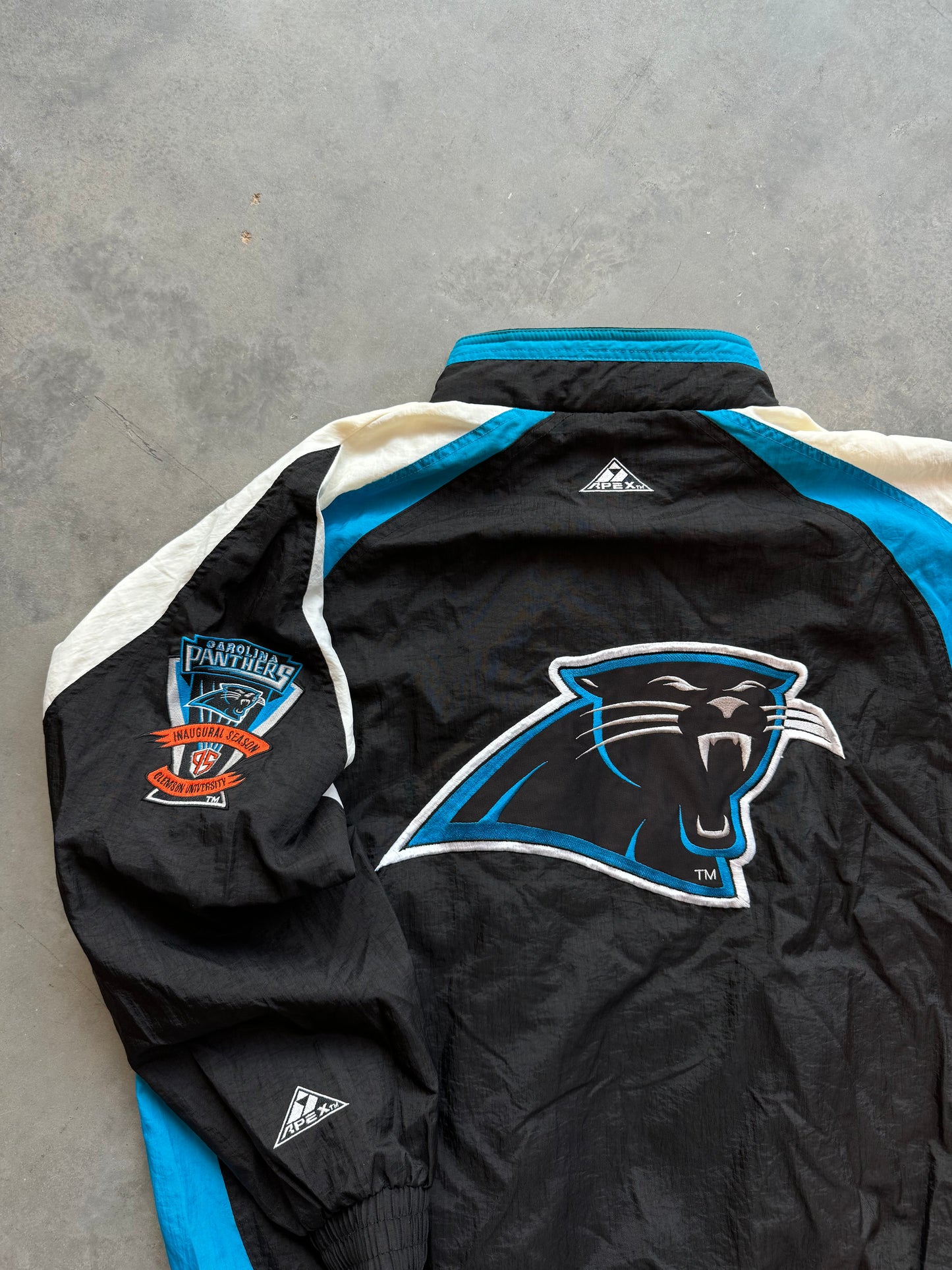 1995 Carolina Panthers Vintage Apex One Inaugural Season NFL Windbreaker Jacket (XL)