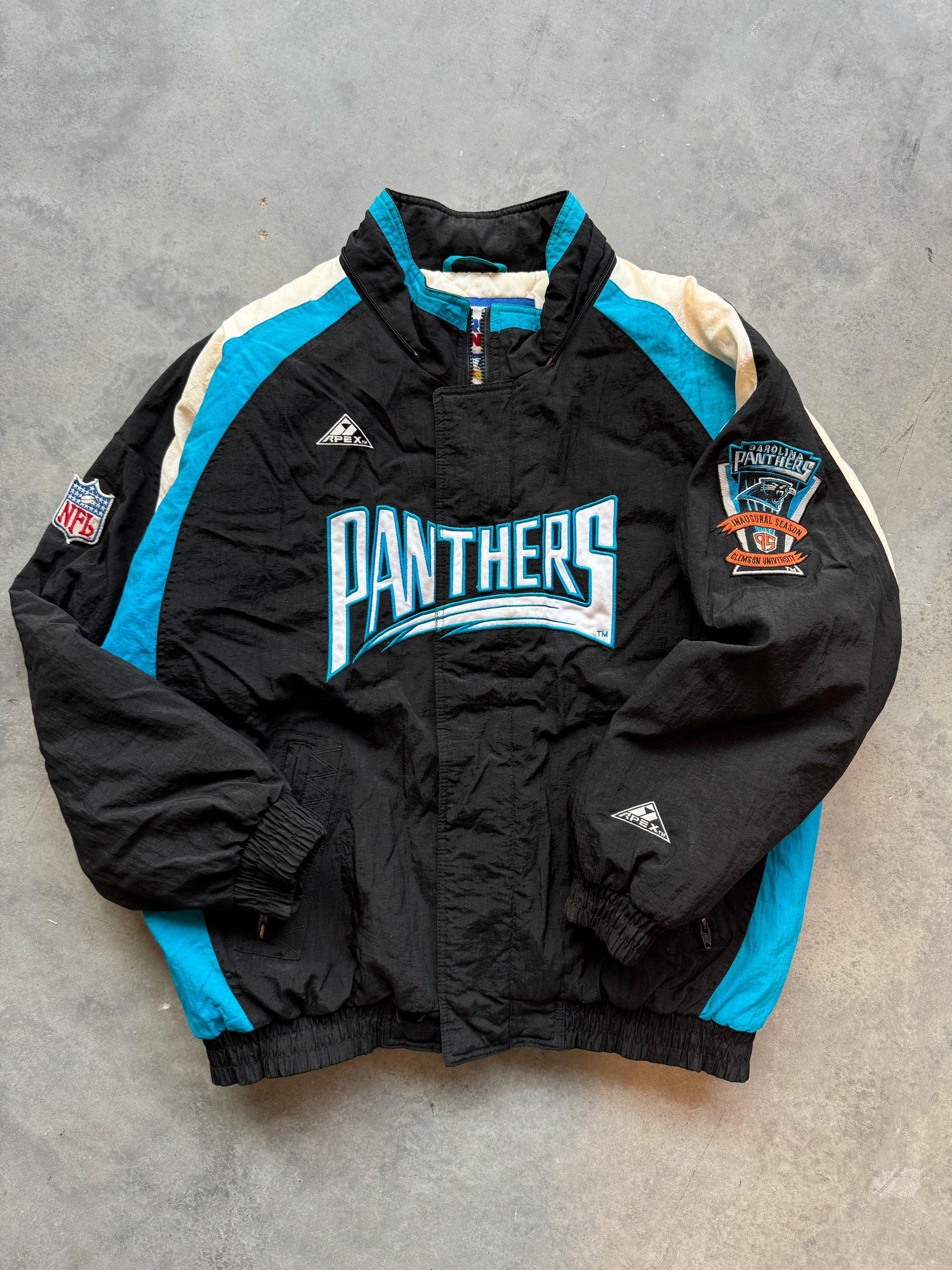 1995 Carolina Panthers Vintage Apex One Inaugural Season Heavyweight NFL  Jacket (Large)