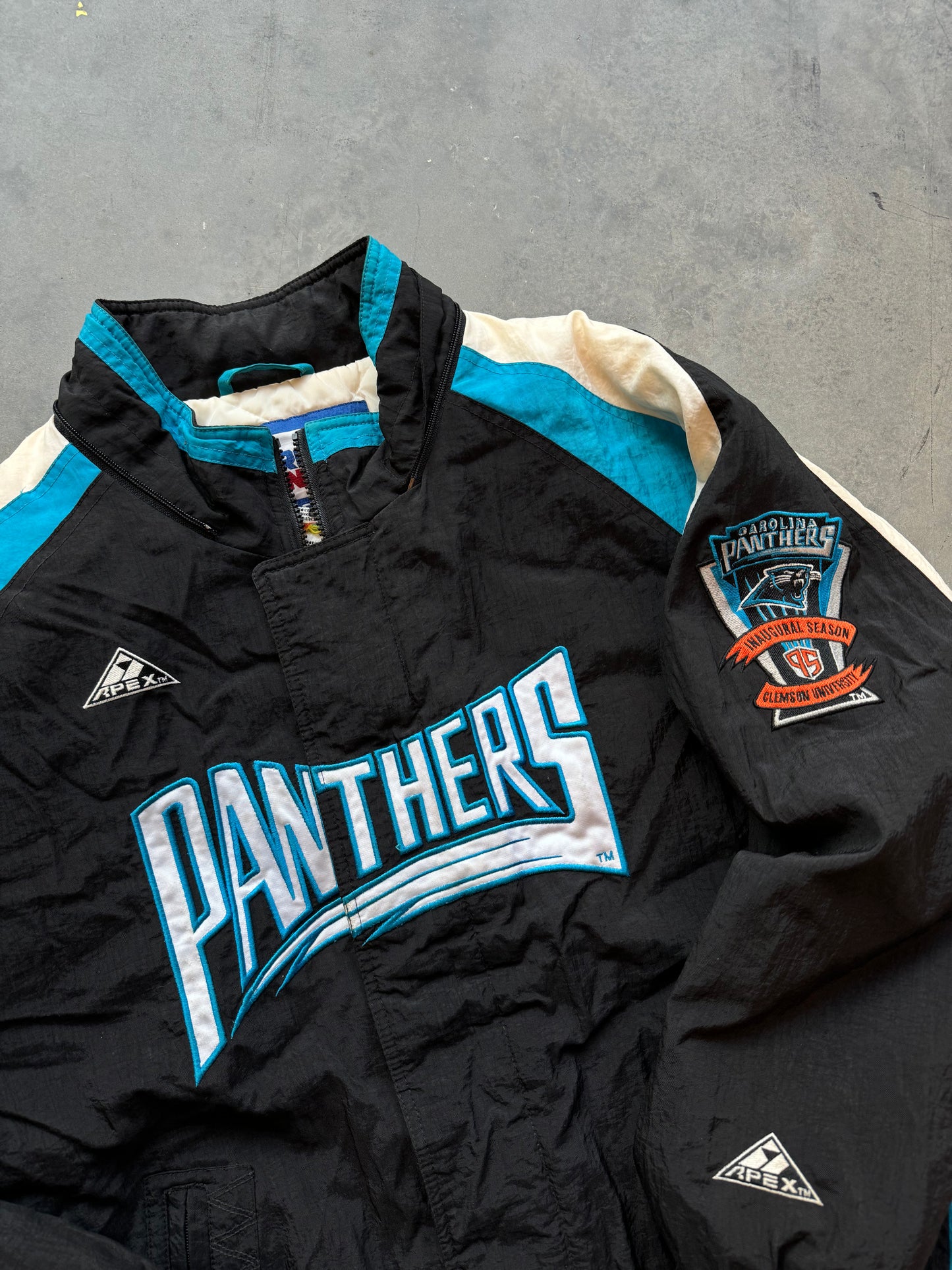 1995 Carolina Panthers Vintage Apex One Inaugural Season Heavyweight NFL Jacket (Large)