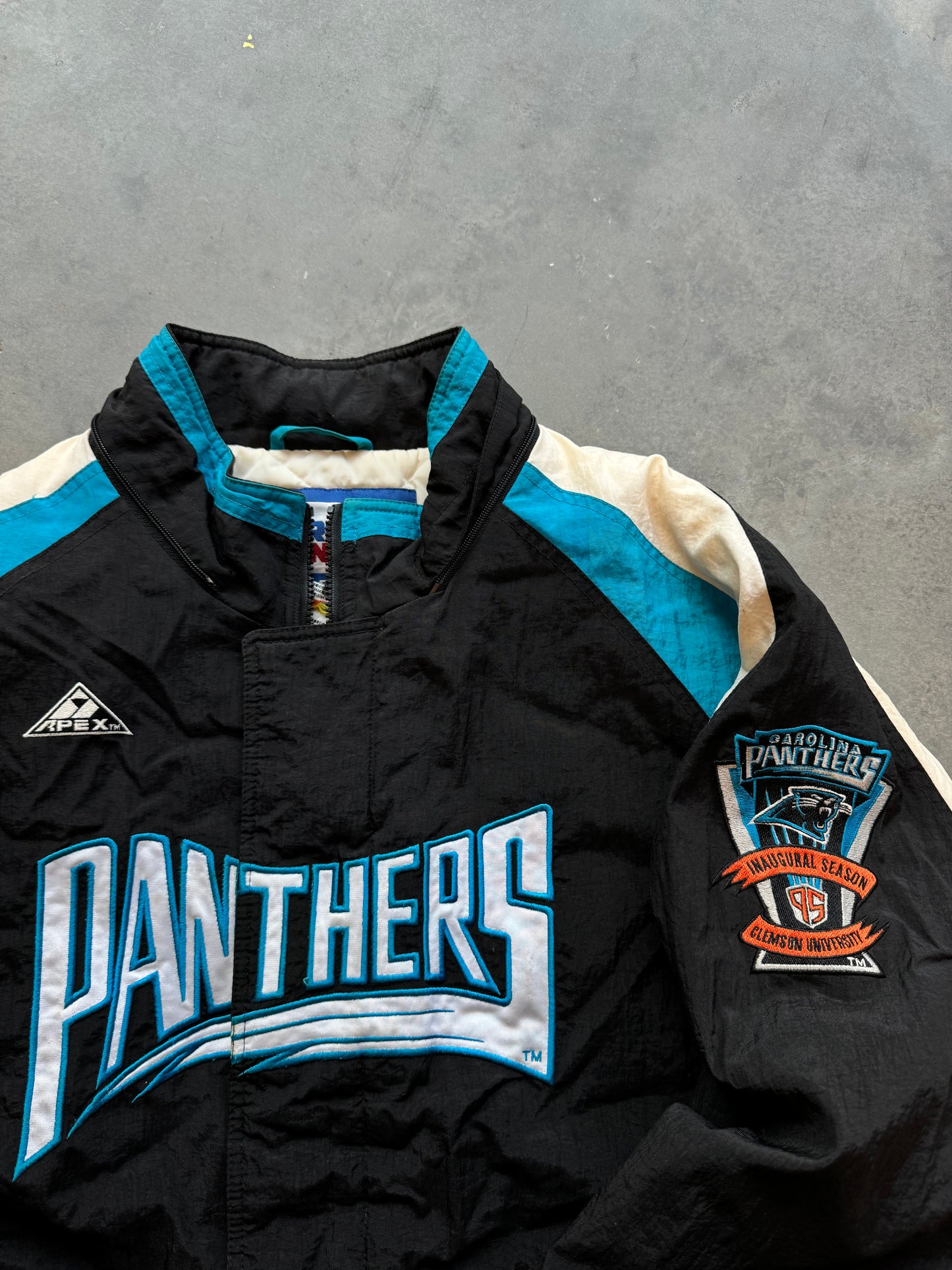 1995 Carolina Panthers Vintage Apex One Inaugural Season Heavyweight NFL Jacket (Large)