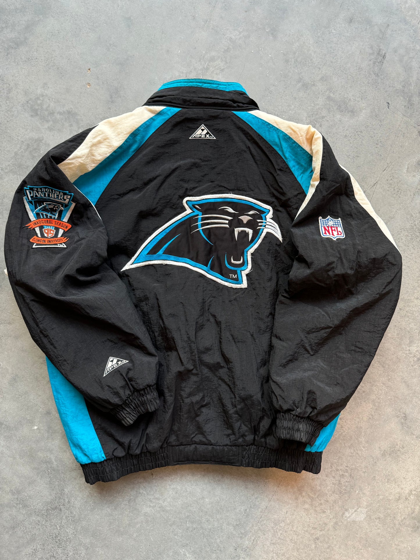 1995 Carolina Panthers Vintage Apex One Inaugural Season Heavyweight NFL Jacket (Large)