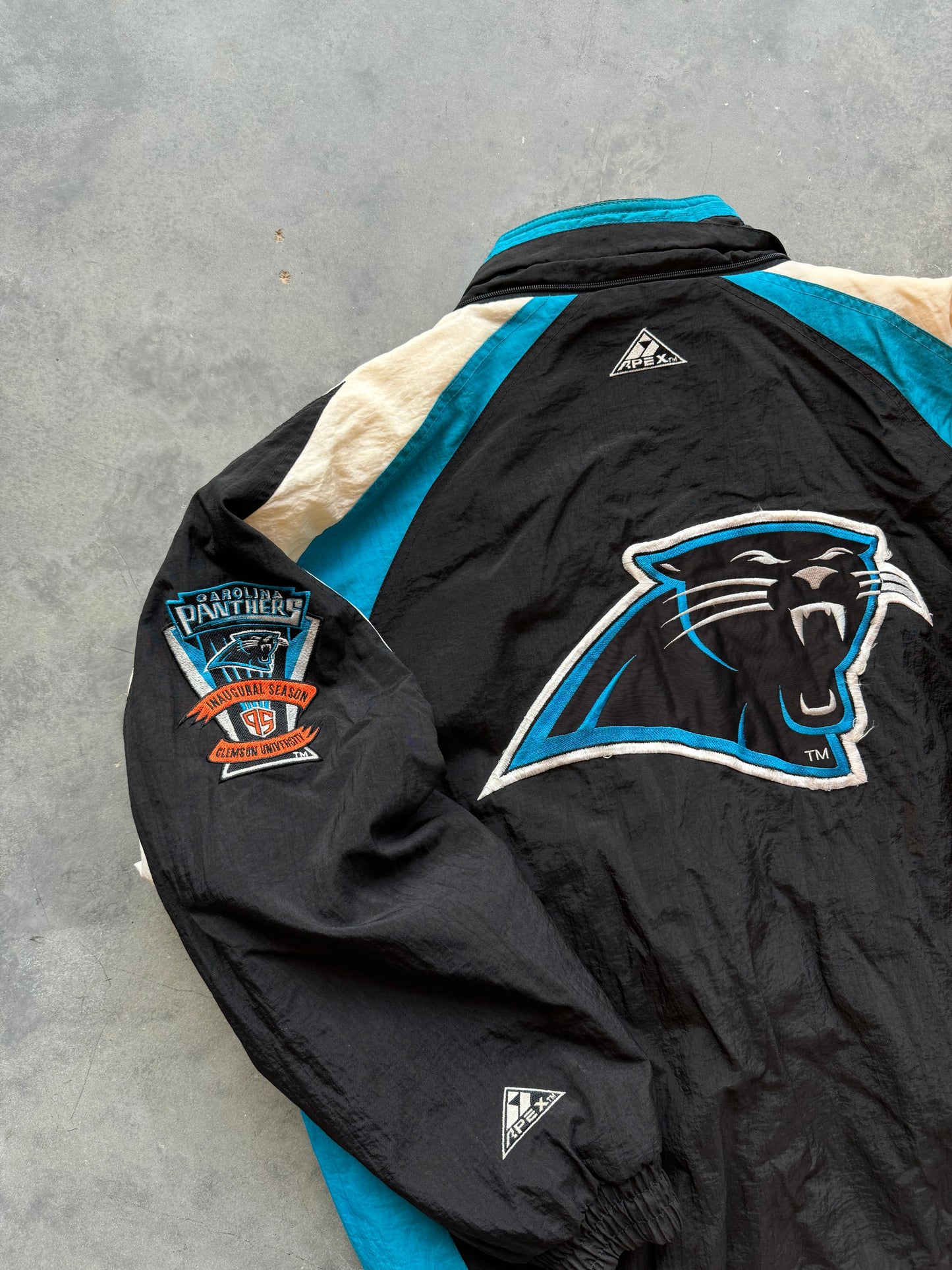 1995 Carolina Panthers Vintage Apex One Inaugural Season Heavyweight NFL Jacket (Large)