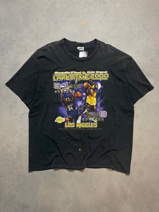 2000 Los Angeles Lakers Kobe Bryant & Shaquille O’Neal Vintage NBA Finals Champions Lee Sport Tee (XXL)