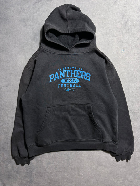 00’s Carolina Panthers Vintage Black Reebok Practice Style Print NFL Hoodie (Youth Large)