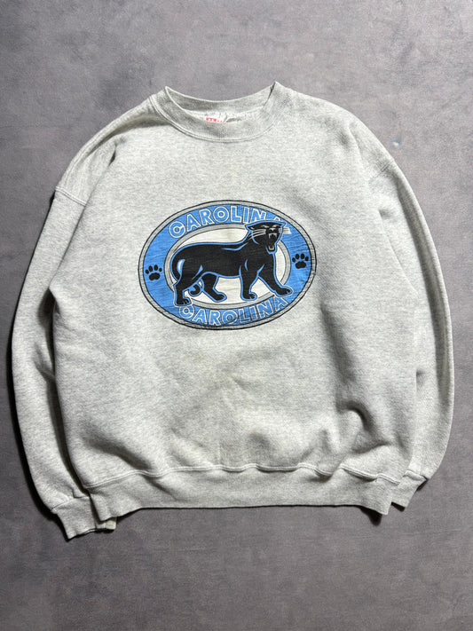 1993 Carolina Panthers Vintage Heather Grey Full Cat Alternate Logo NFL Crewneck (Medium)