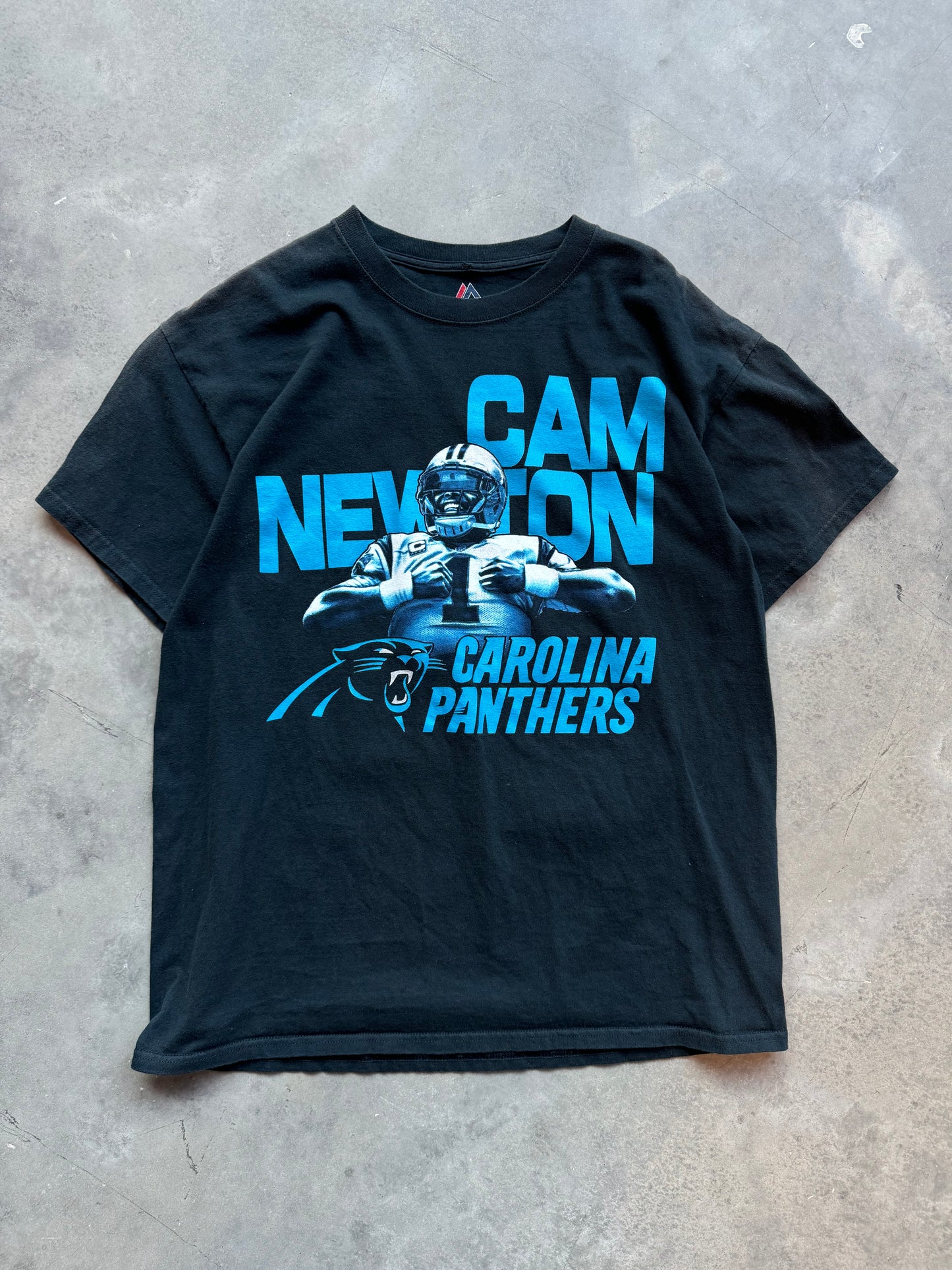 2014 Carolina Panthers Cam Newton Majestic NFL Player Tee (Large)