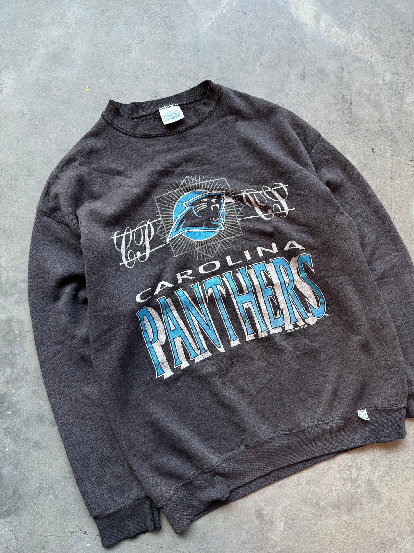 1994 Carolina Panthers Vintage Faded Thinned Out NFL Crewneck (Large)