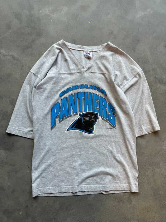 1995 Carolina Panthers Vintage Heather Grey NFL Jersey Style Tee (Large)