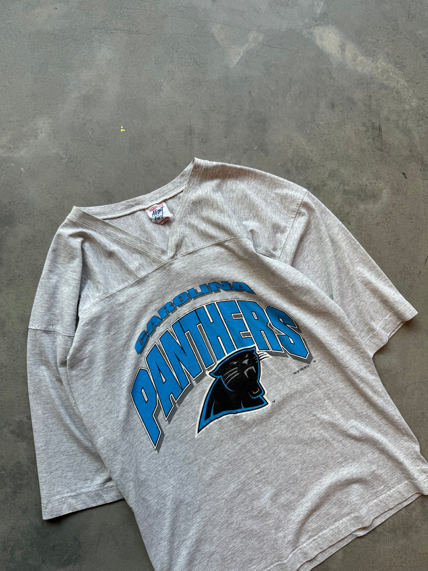 1995 Carolina Panthers Vintage Heather Grey NFL Jersey Style Tee (Large)