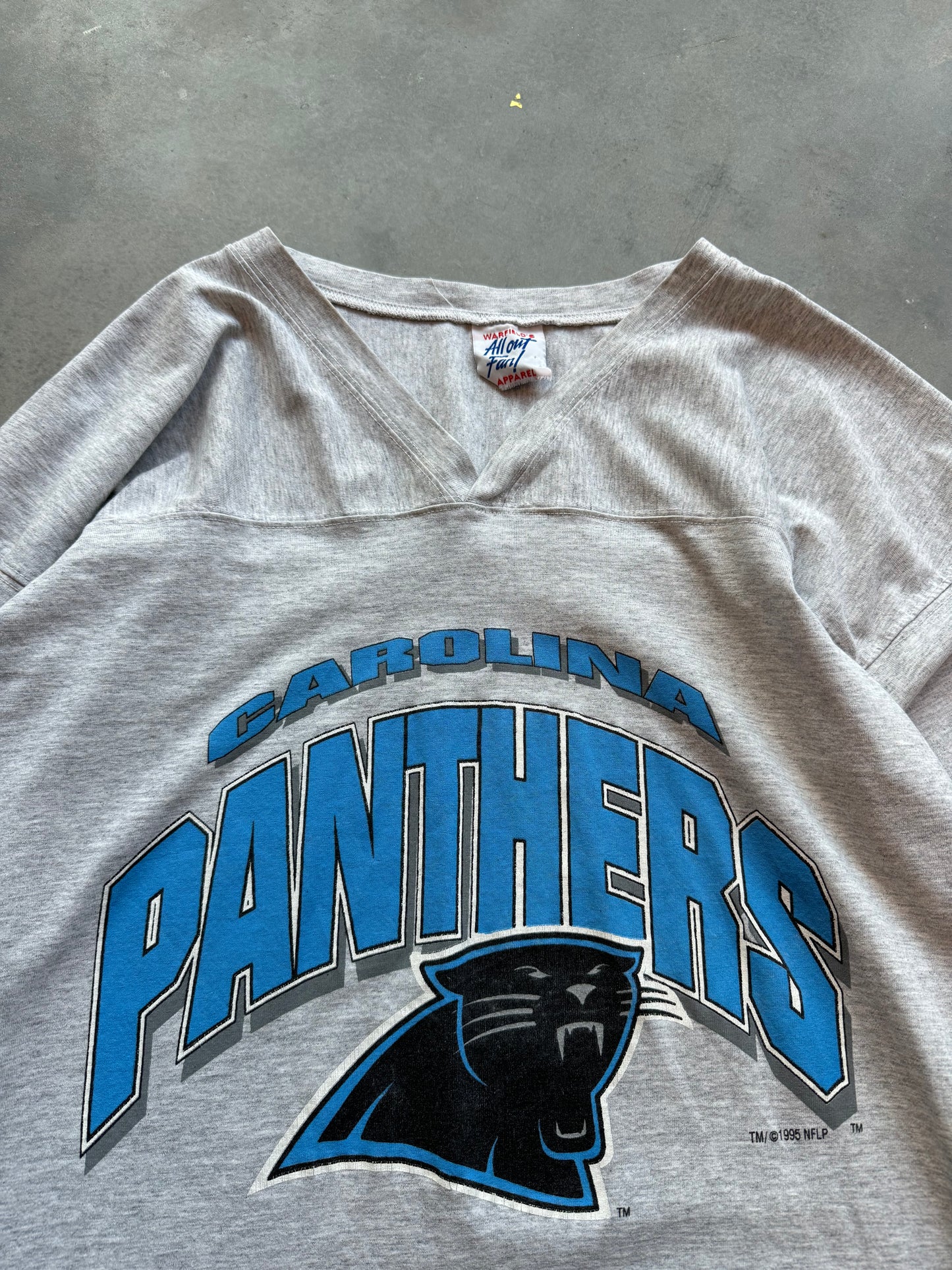 1995 Carolina Panthers Vintage Heather Grey NFL Jersey Style Tee (Large)