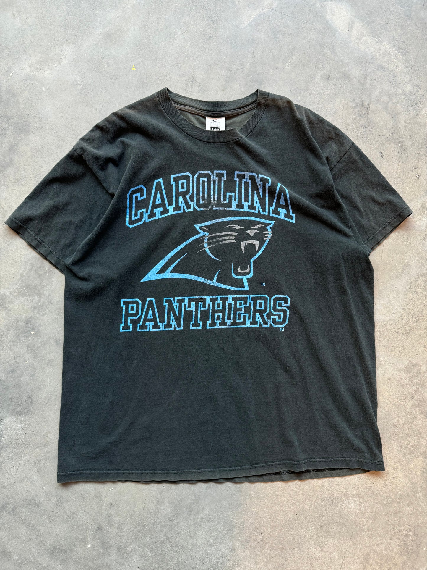 1993 Carolina Panthers Vintage Faded NFL Blocker Letter Tee (XXL)