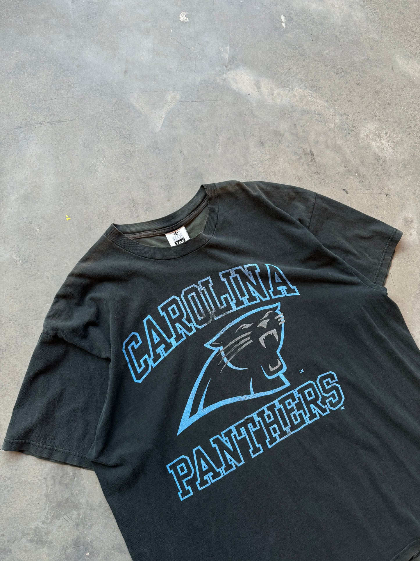 1993 Carolina Panthers Vintage Faded NFL Blocker Letter Tee (XXL)