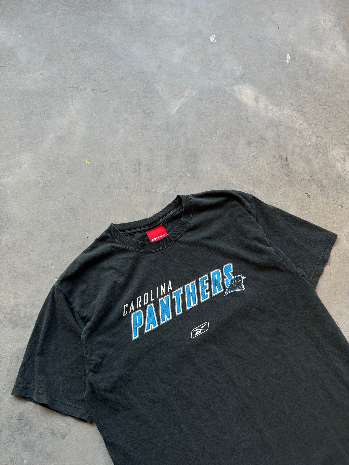 00’s Carolina Panthers Vintage Reebok NFL Spellout Tee (XL)