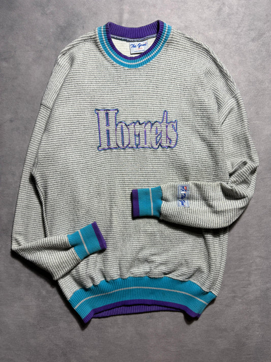 90’s Charlotte Hornets Vintage Heavyweight The Game Ribbed Corduroy Style NBA Crewneck (XL)