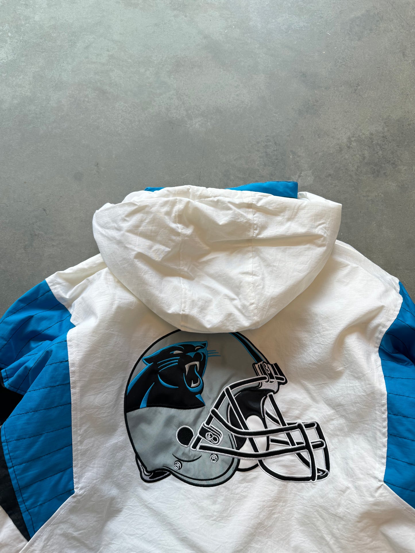 Carolina Panthers White Starter Half Zip NFL Puffer Jacket - Deadstock (Large)