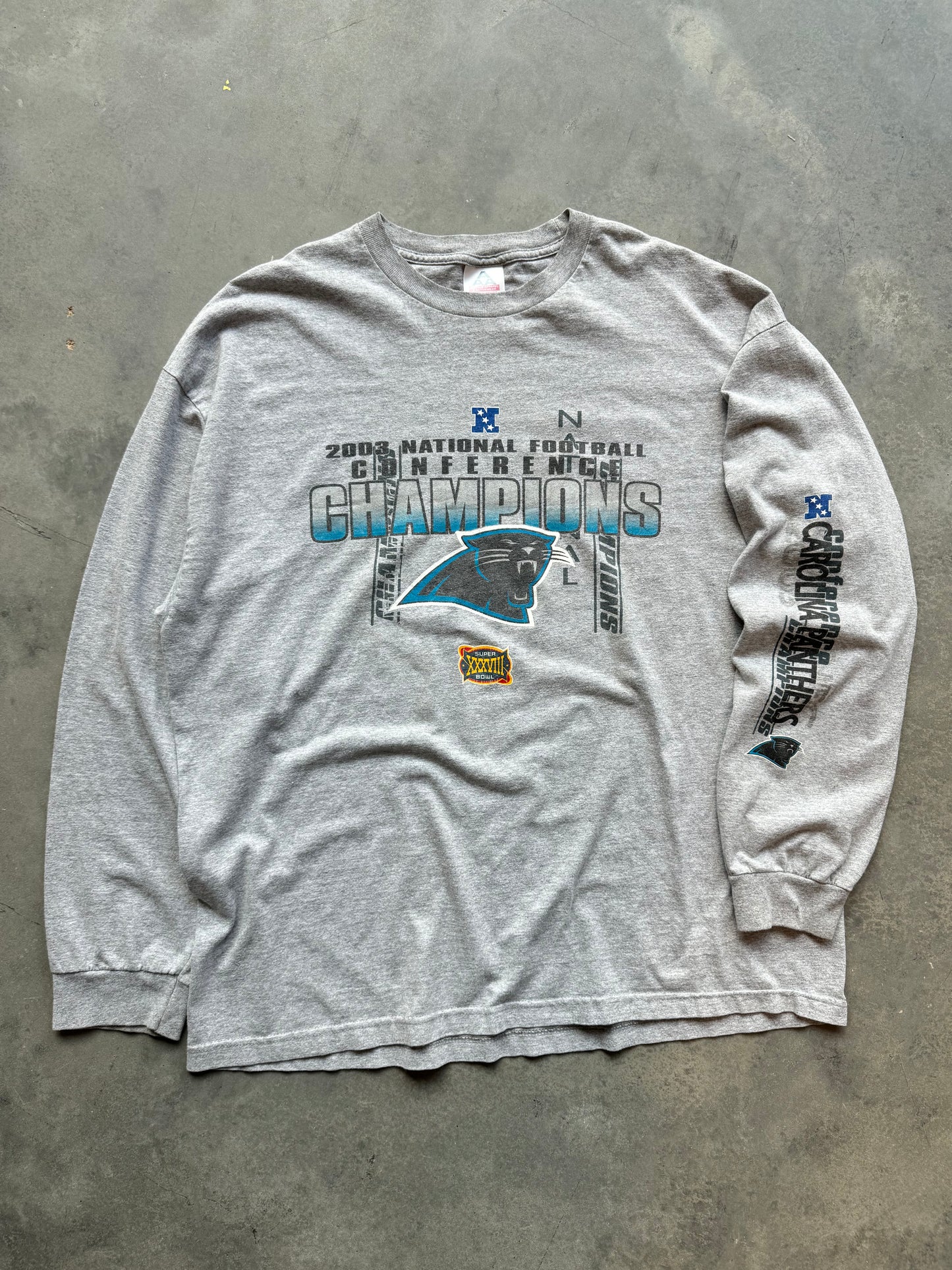 2003 Carolina Panthers Vintage NFC Champions Super Bowl XXXVIII NFL Longsleeve Tee (XXL)