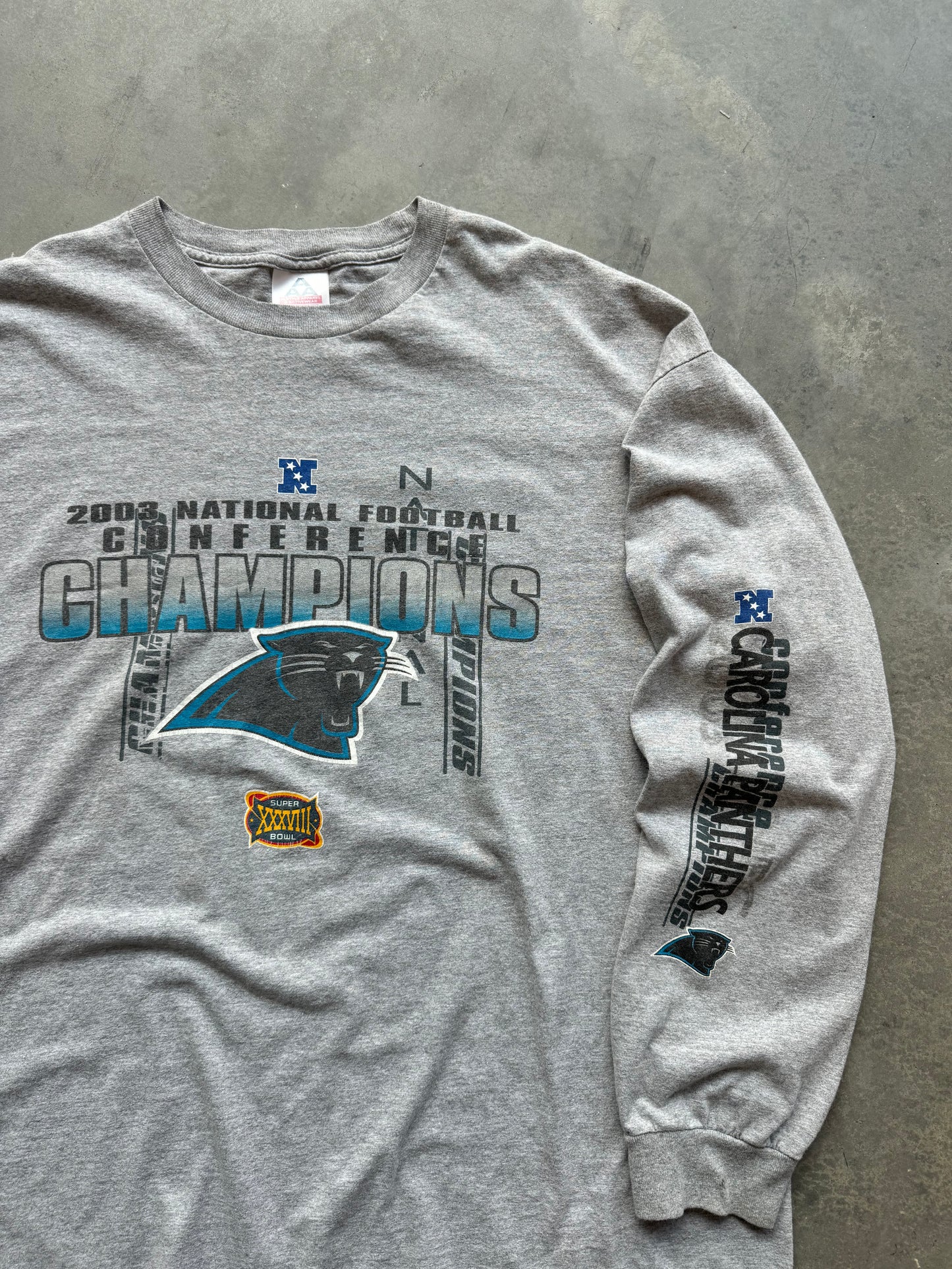 2003 Carolina Panthers Vintage NFC Champions Super Bowl XXXVIII NFL Longsleeve Tee (XXL)