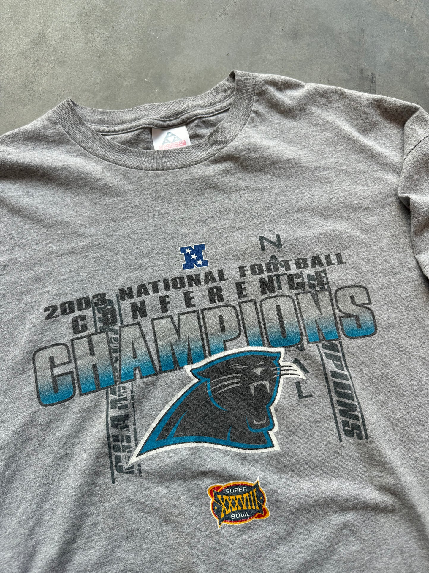 2003 Carolina Panthers Vintage NFC Champions Super Bowl XXXVIII NFL Longsleeve Tee (XXL)