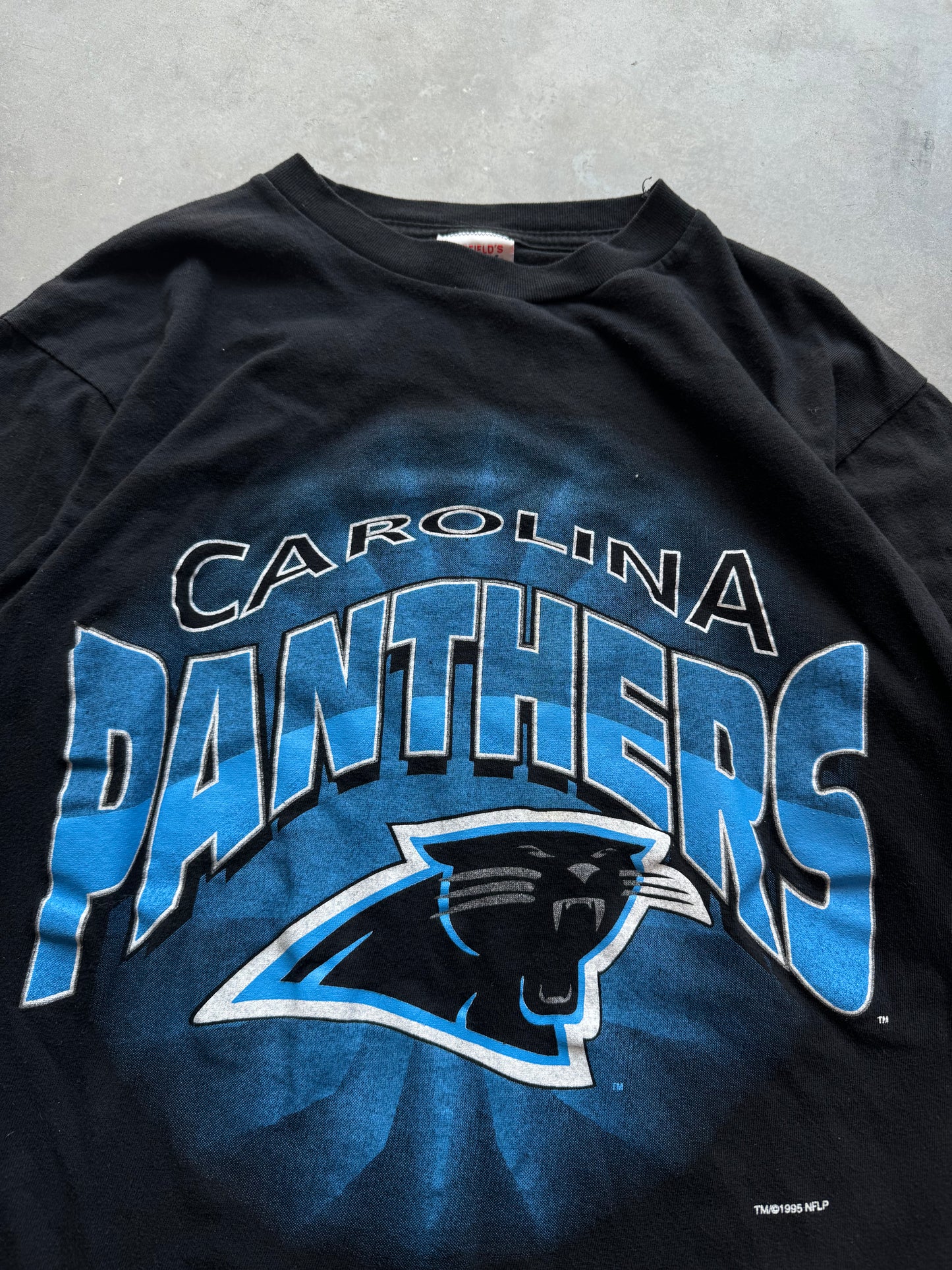 1995 Carolina Panthers Vintage Inaugural Season Burst Print NFL Tee (Medium)