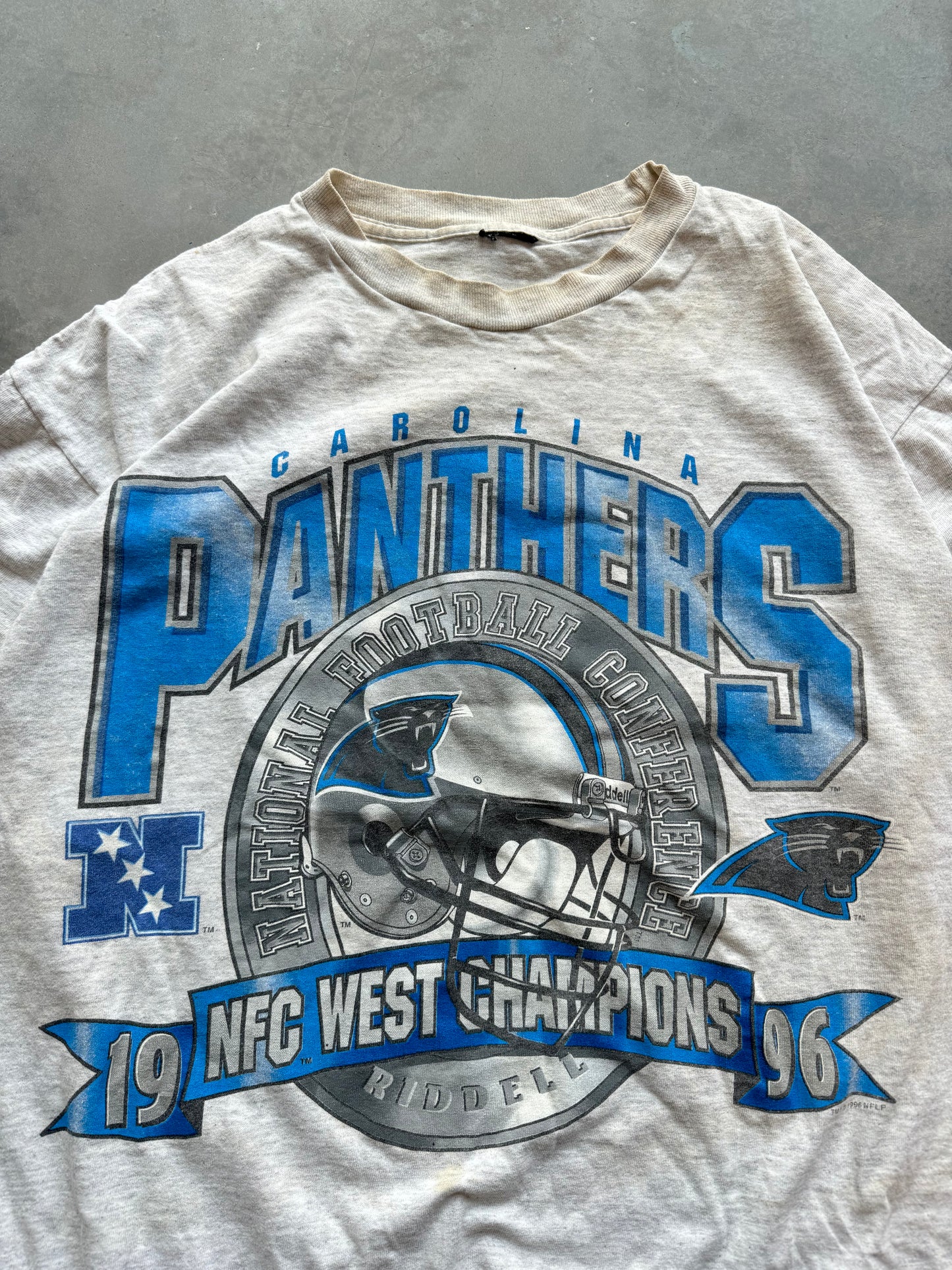 1996 Carolina Panthers Vintage NFC West Champions NFL Tee - Signed by Dom Capers & Muhsin Muhammad (Large)