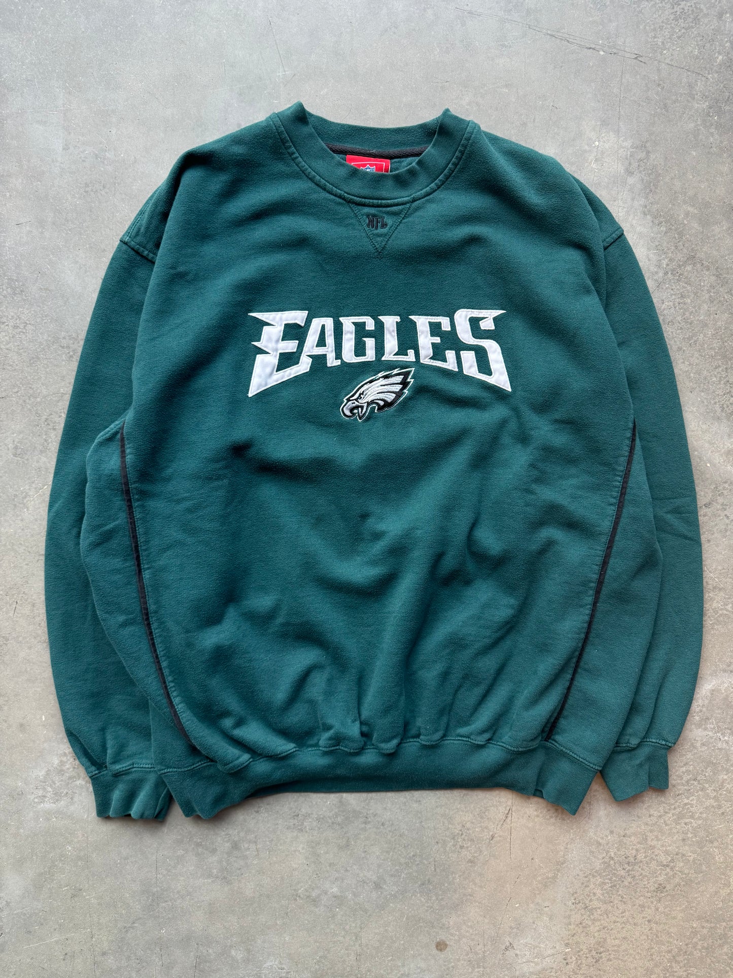 00’s Philadelphia Eagles Vintage Midnight Green Embroidered NFL Spellout Crewneck (XL)