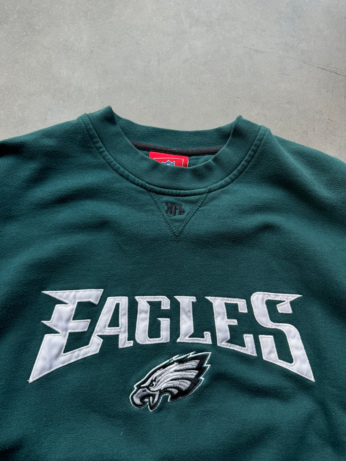 00’s Philadelphia Eagles Vintage Midnight Green Embroidered NFL Spellout Crewneck (XL)