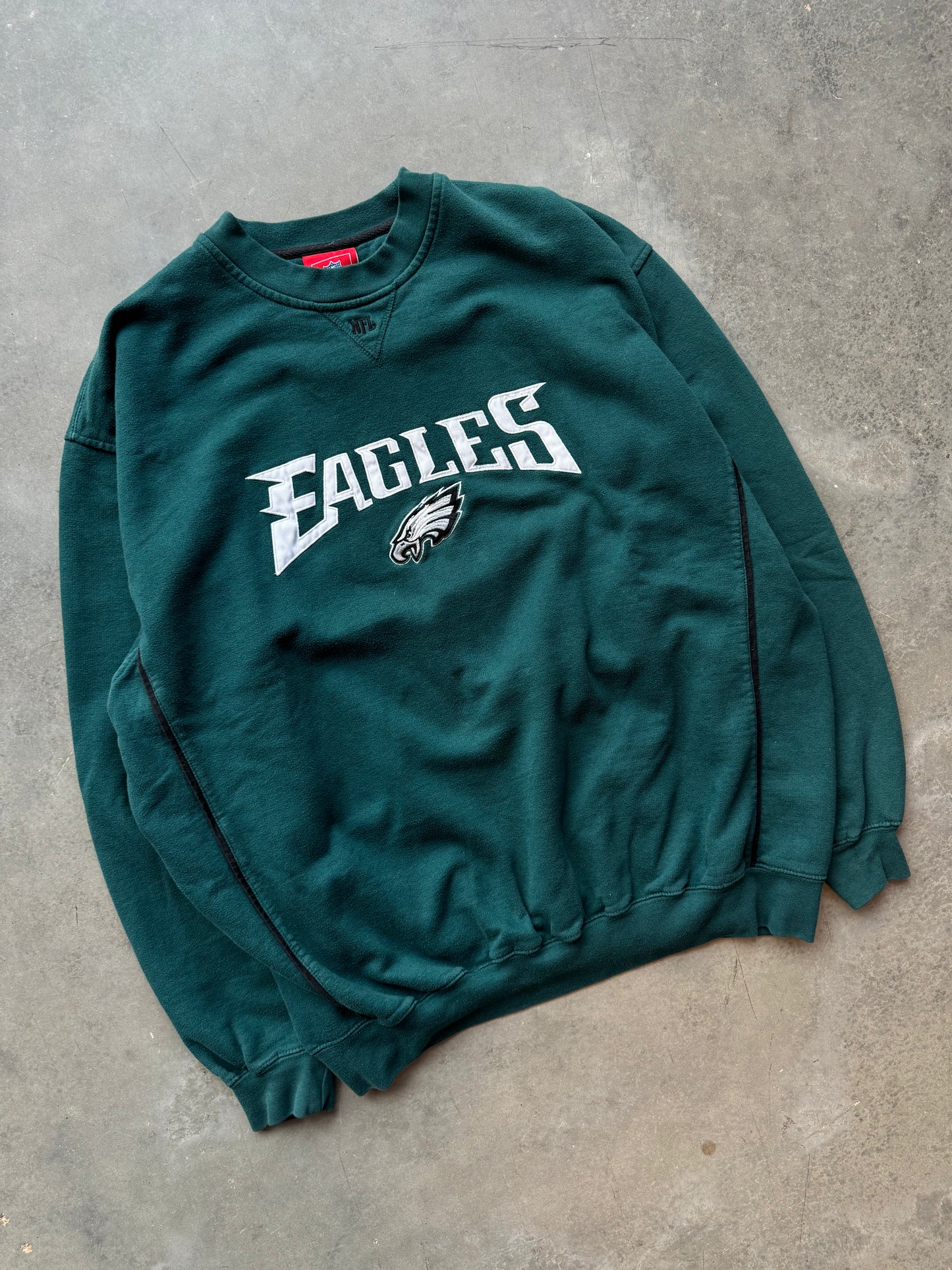 00’s Philadelphia Eagles Vintage Midnight Green Embroidered NFL Spellout Crewneck (XL)