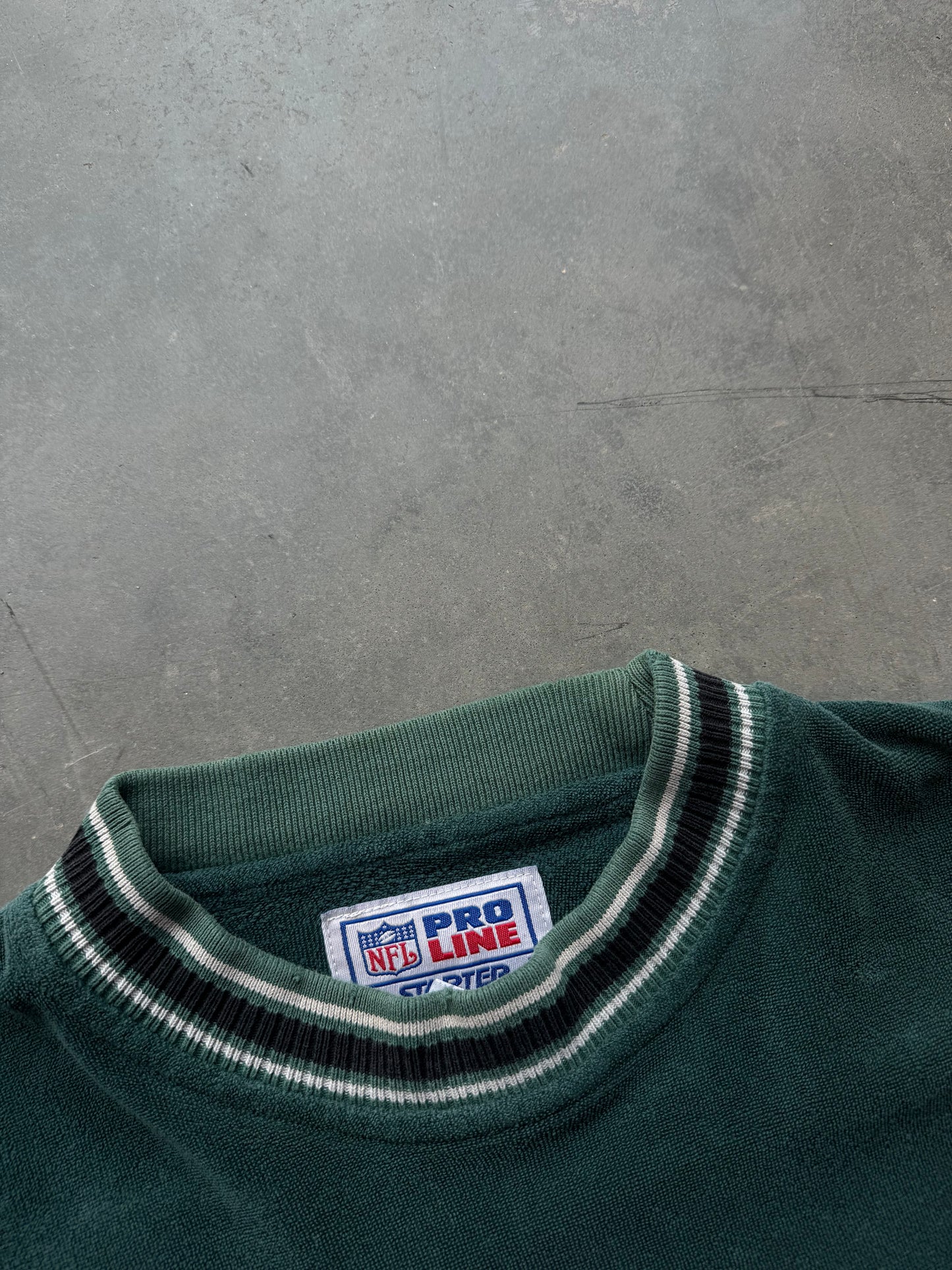 90’s Philadelphia Eagles Vintage Midnight Green Starter Embroidered Heavyweight NFL Crewneck (Large)