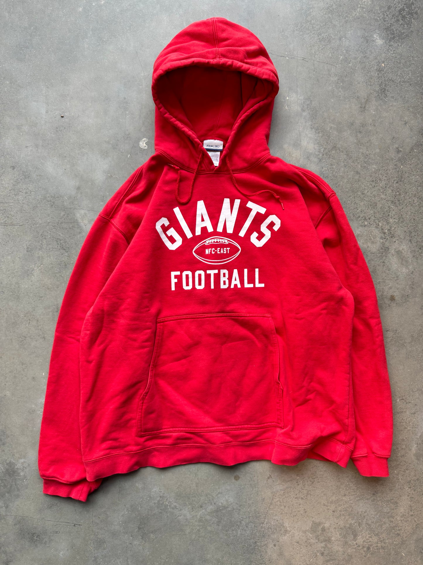 00’s New York Giants Vintage Red Reebok Practice Style Heavyweight NFL Hoodie (XL)