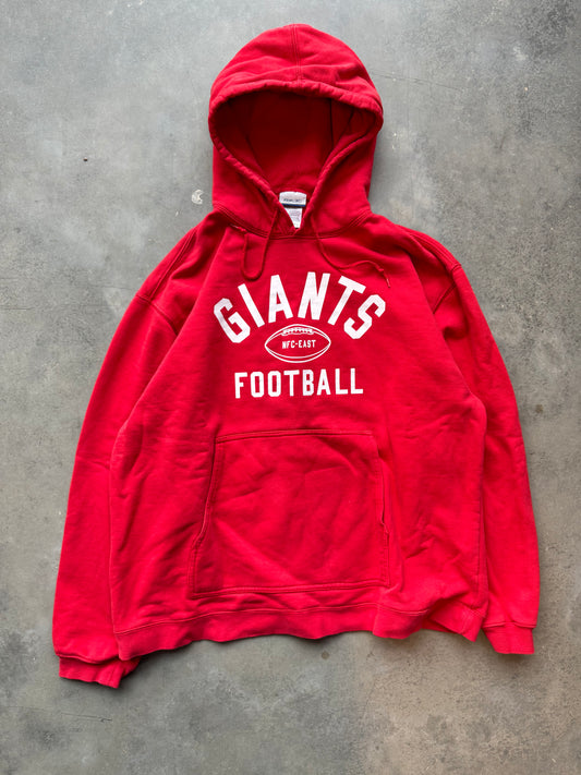 00’s New York Giants Vintage Red Reebok Practice Style Heavyweight NFL Hoodie (XL)