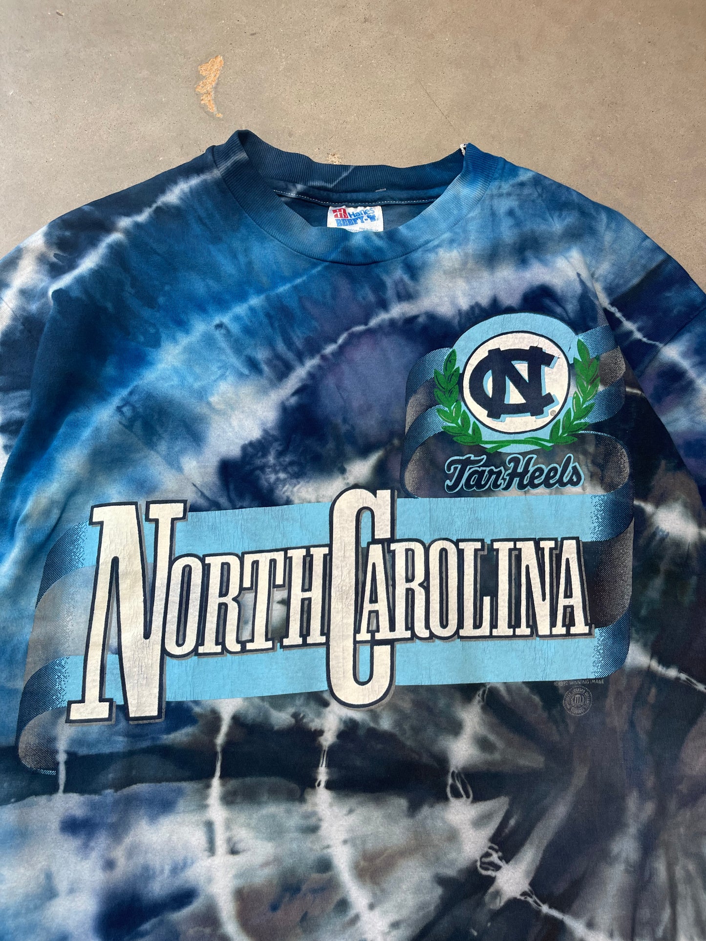 1992 UNC Tarheels Vintage Custom Tie Dye College Basketball Tee (Large)