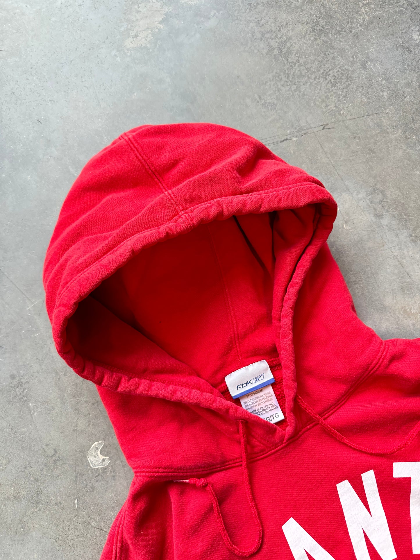 00’s New York Giants Vintage Red Reebok Practice Style Heavyweight NFL Hoodie (XL)